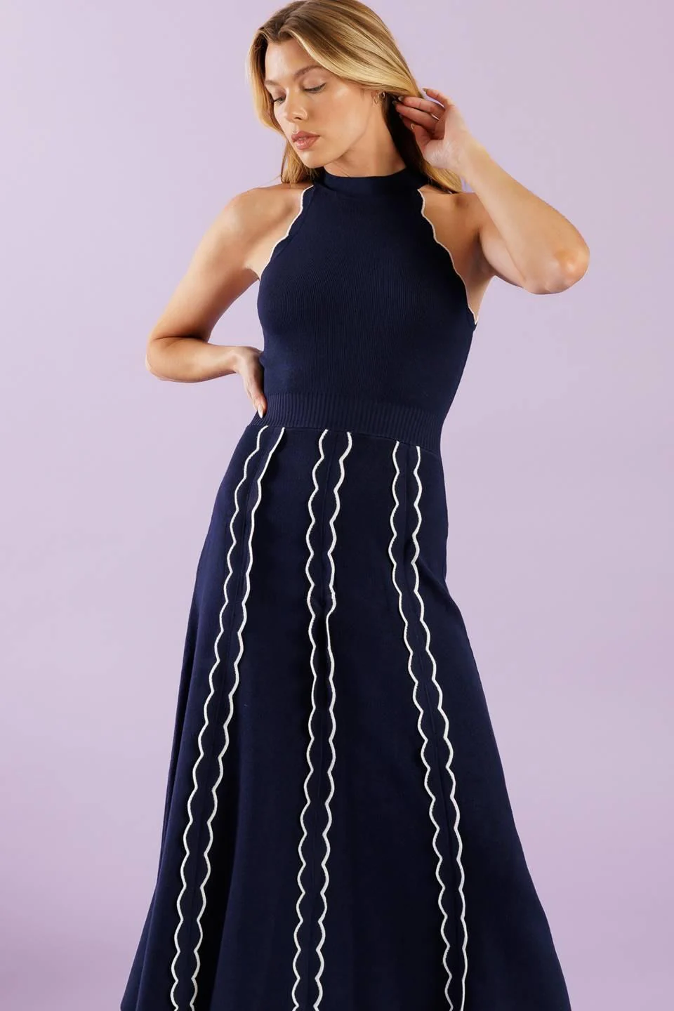 Time for Cheer Navy Sweater Midi Dress - Image 3