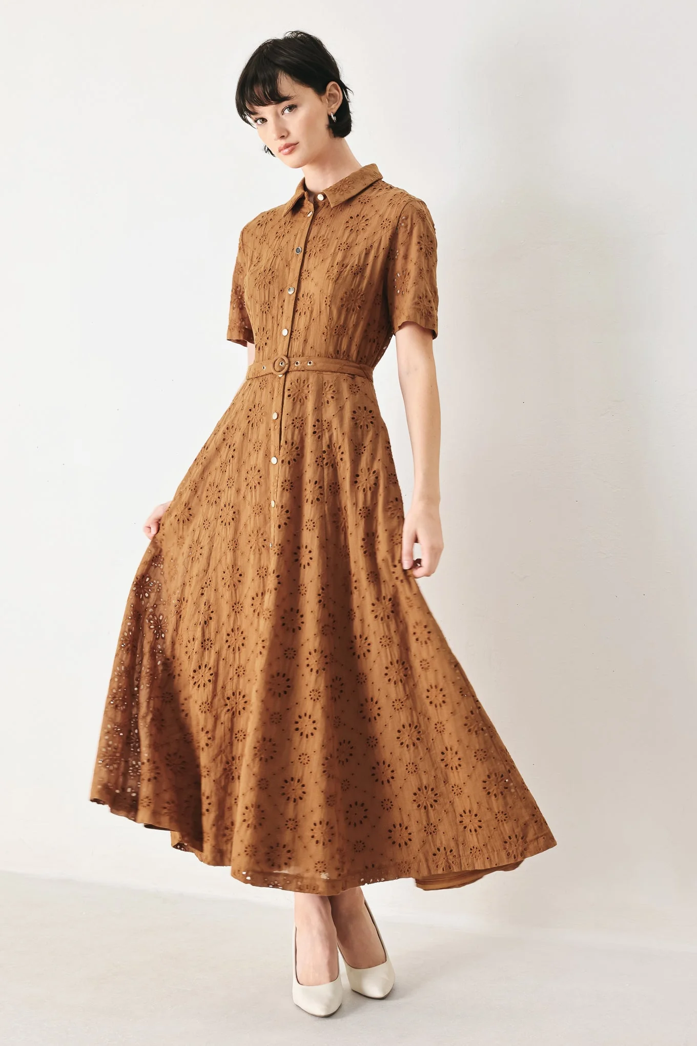 Timeless Love Woven Eyelet Midi Dress - Image 3