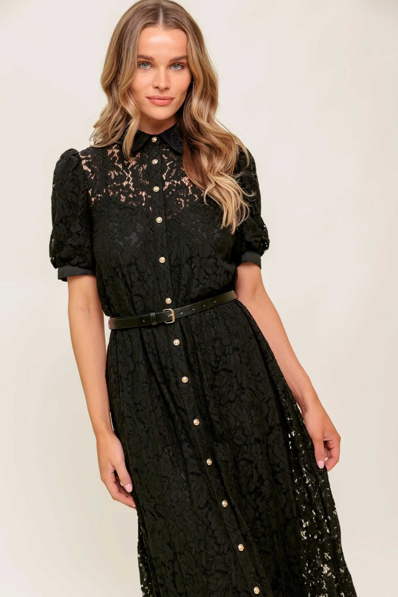 Timid to Tenacious Woven Lace Shirt Dress - Image 3