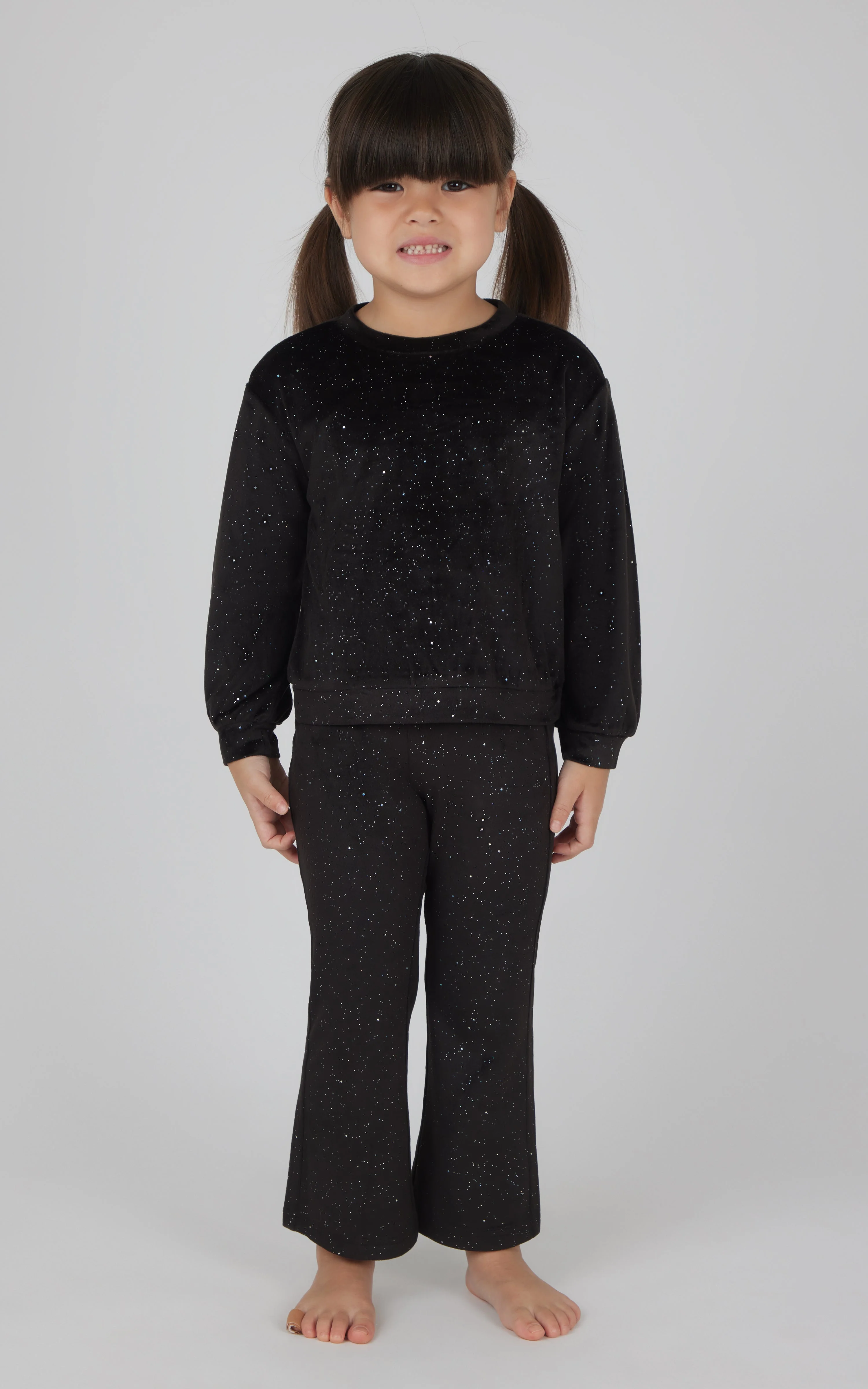Toddler 2 PC Speckled Velour Crew Neck Top and Flared Leg Pant - Image 4