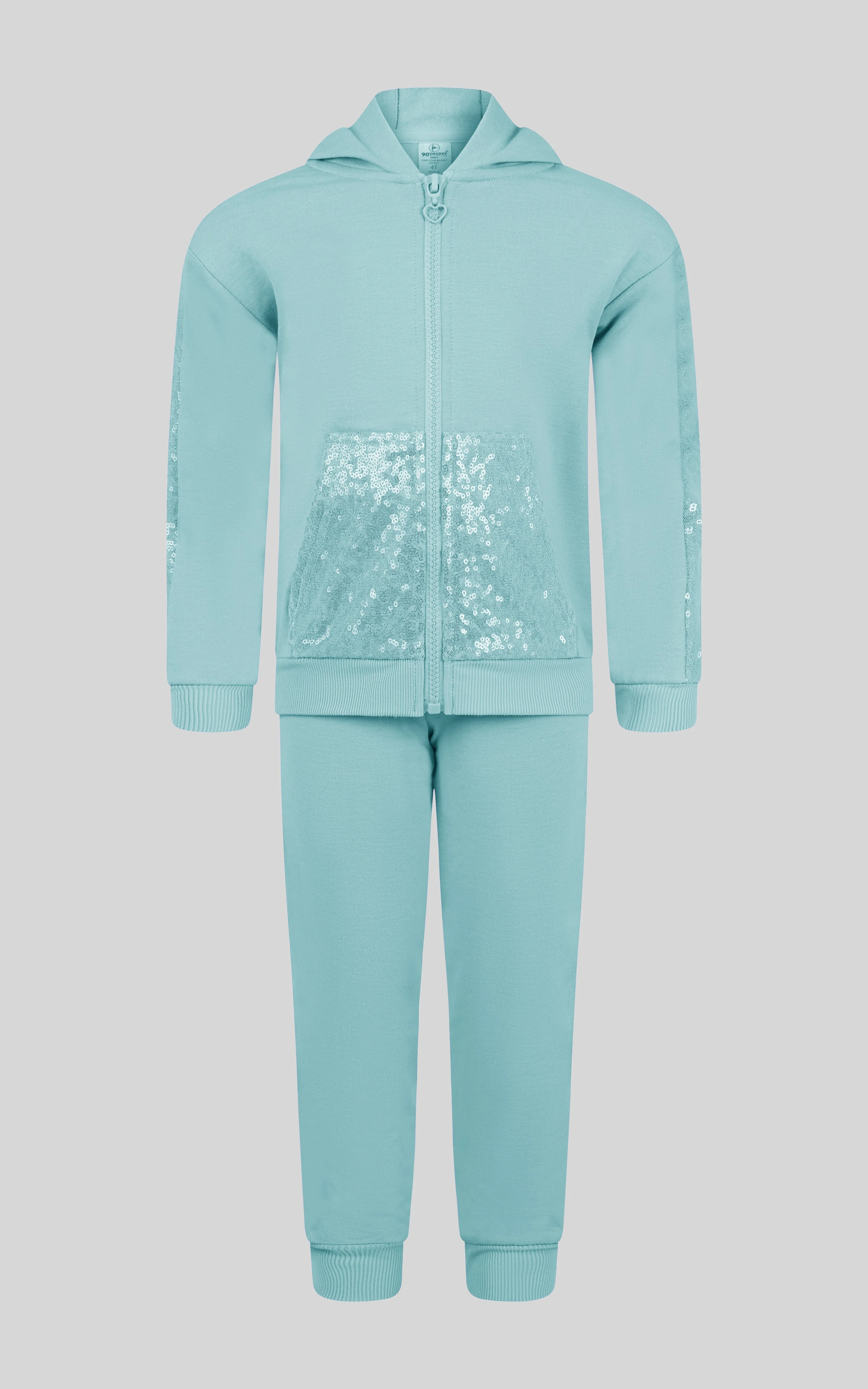 Toddler Girls 2 PC Brushed Terry Hoodie Jacket and Jogger - Image 5
