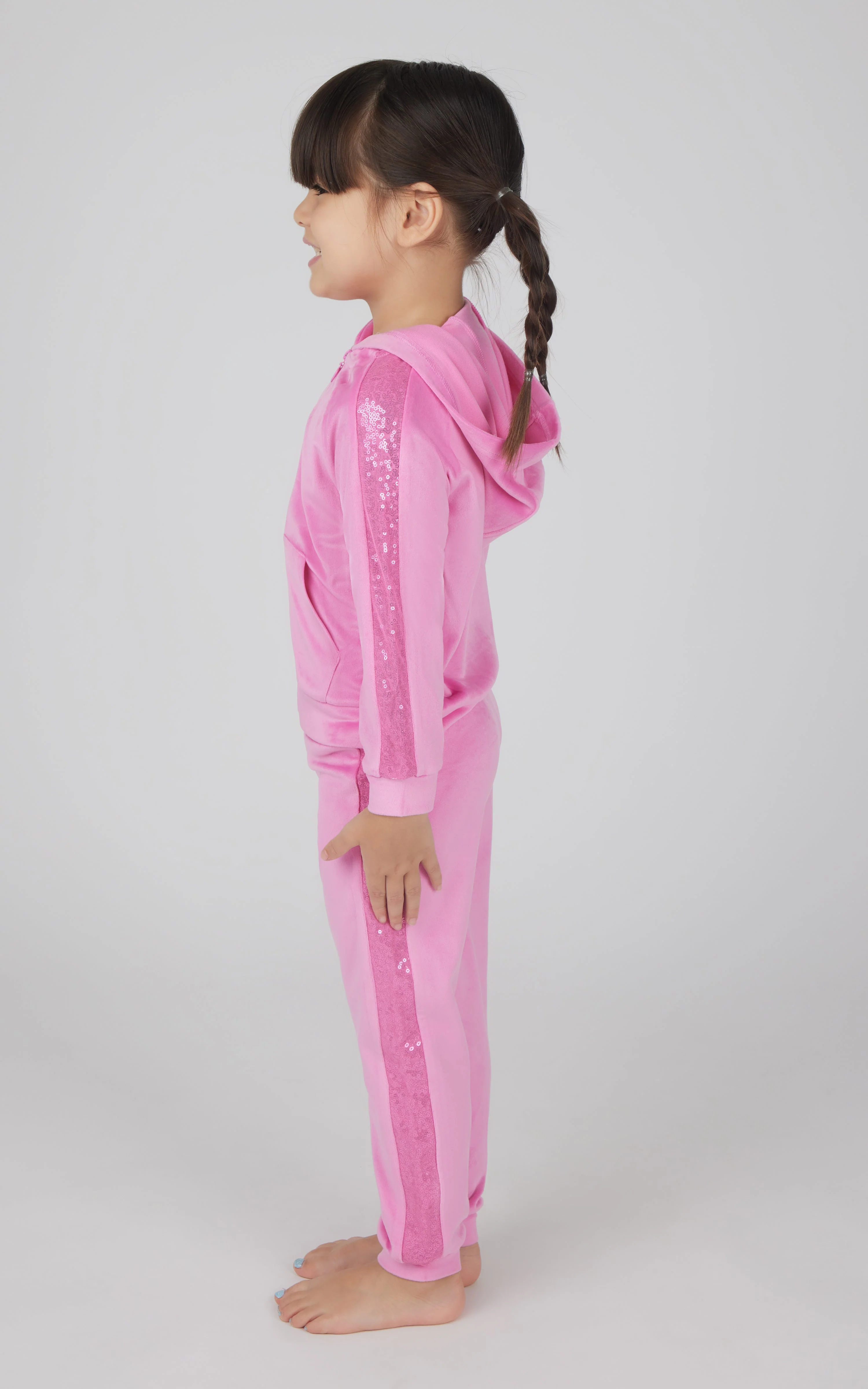 Toddler Girls 2 PC Velour Hoodie Jacket and Jogger - Image 3