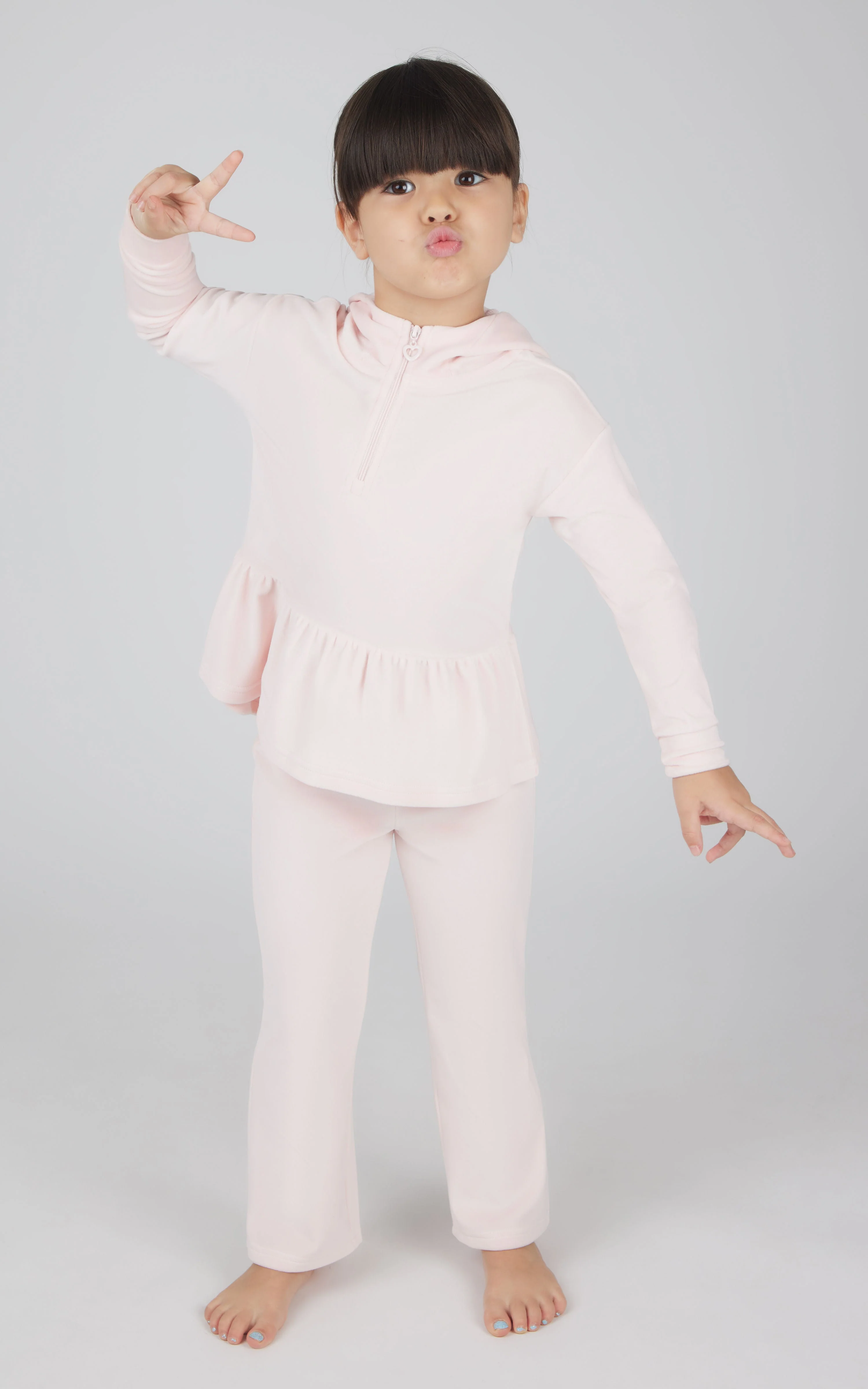 Toddler Girls Velour Hoodie Jacket & Flare Pant & Scrunchie Set - Image 10