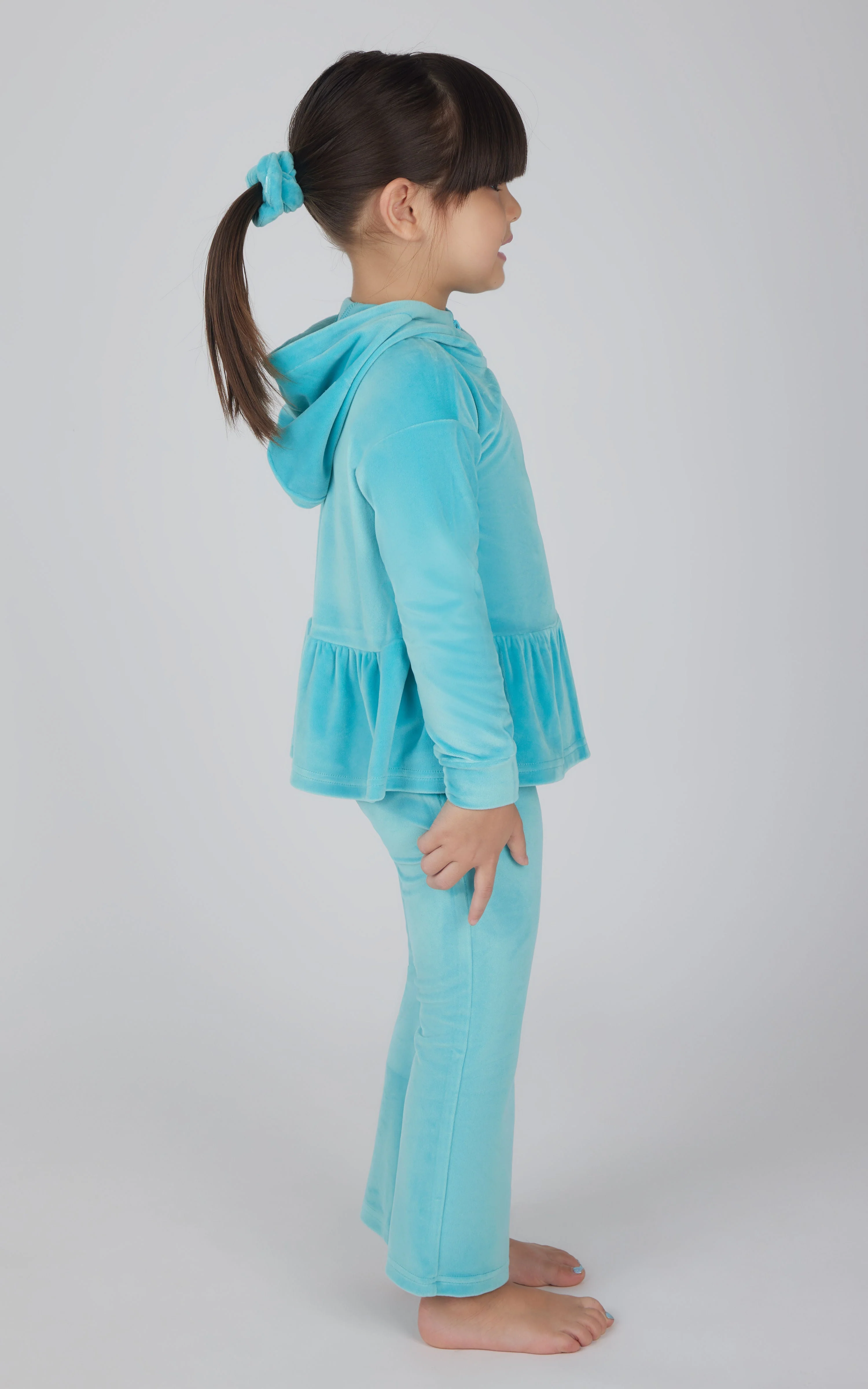 Toddler Girls Velour Hoodie Jacket & Flare Pant & Scrunchie Set - Image 15