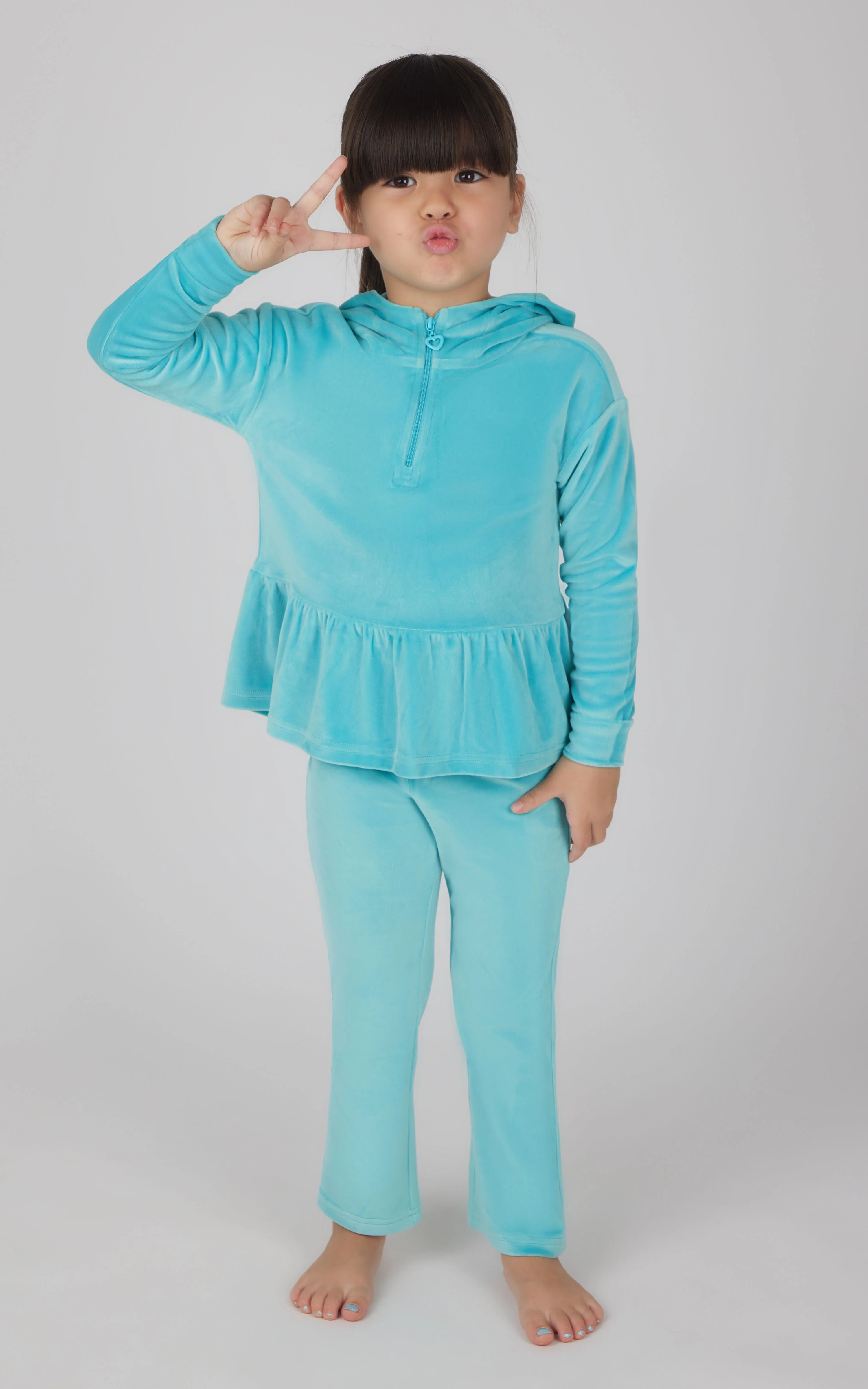 Toddler Girls Velour Hoodie Jacket & Flare Pant & Scrunchie Set - Image 18