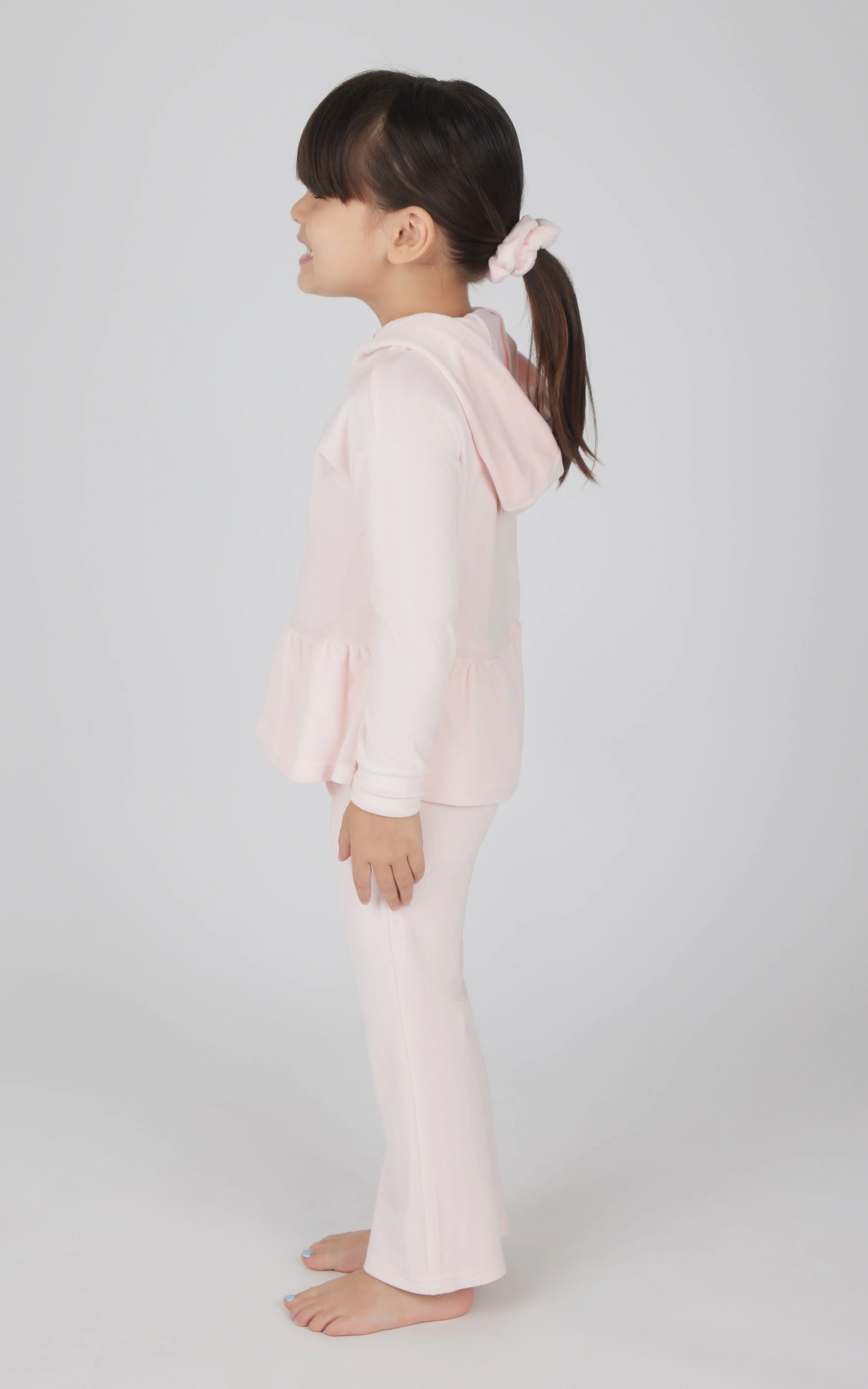 Toddler Girls Velour Hoodie Jacket & Flare Pant & Scrunchie Set - Image 3