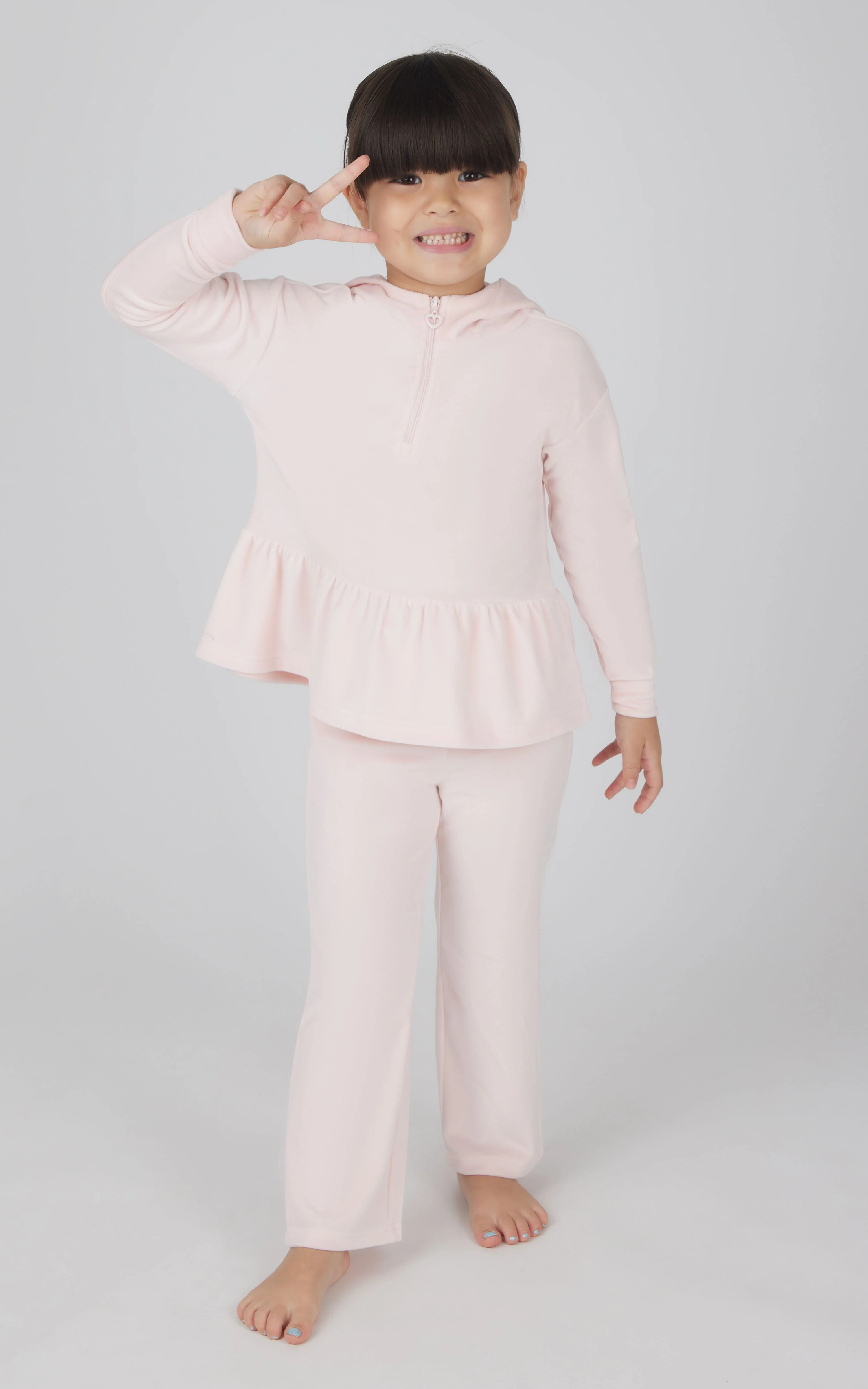 Toddler Girls Velour Hoodie Jacket & Flare Pant & Scrunchie Set - Image 4