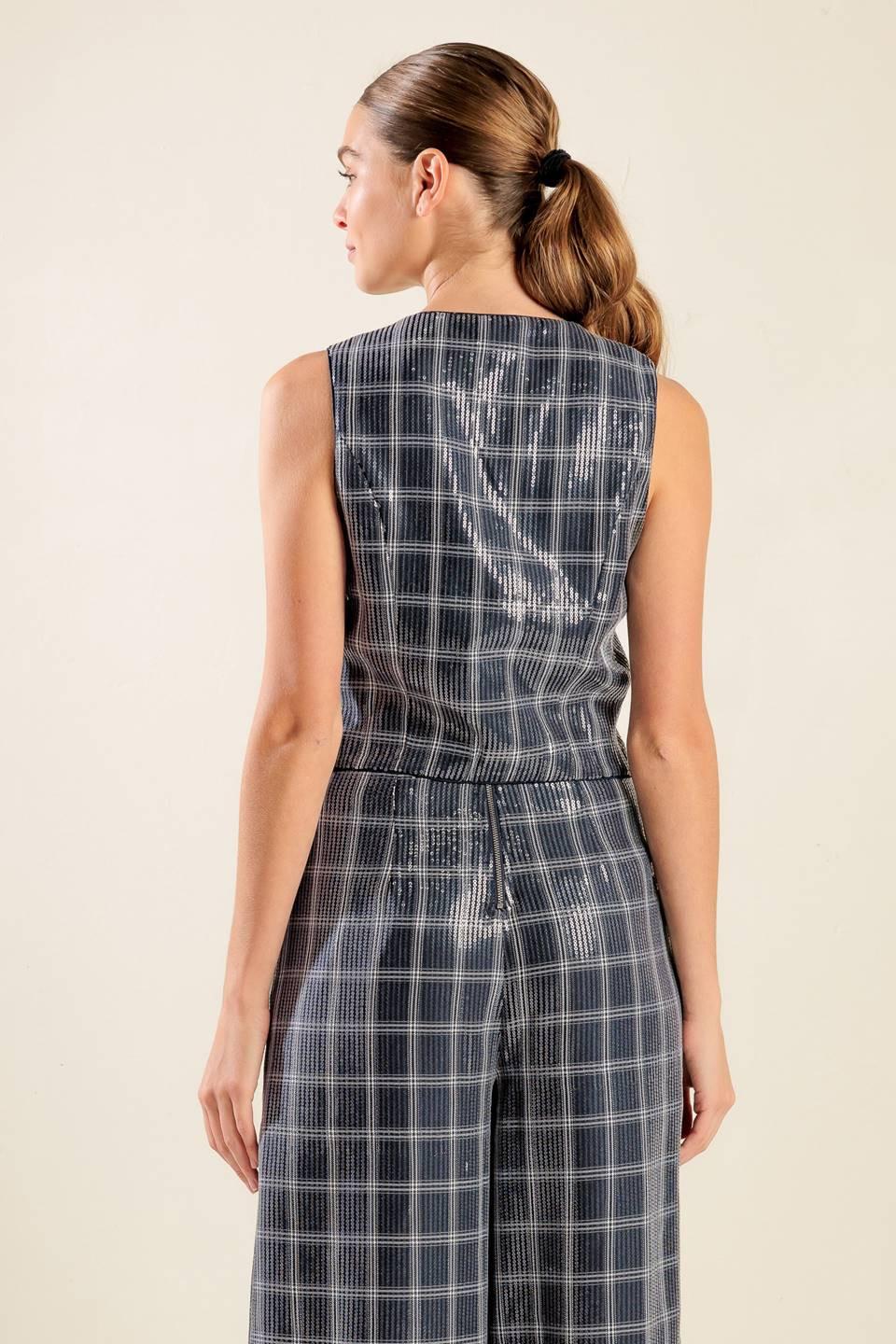 Traveling Far Navy Sequin Vest - Image 4