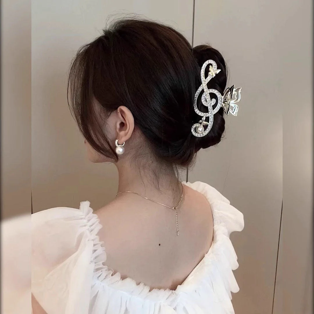 Treble Clef Hair Clip – Crystal Rhinestone Music Note Barrette - Image 4