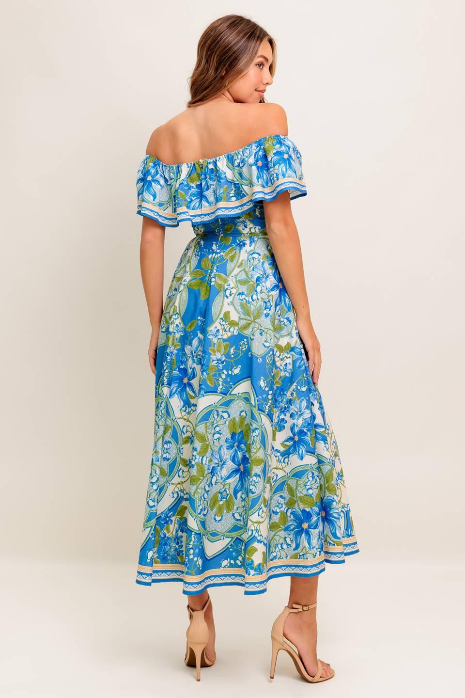 Tropical Haze Powder Blue Woven Midi Dress - Image 7