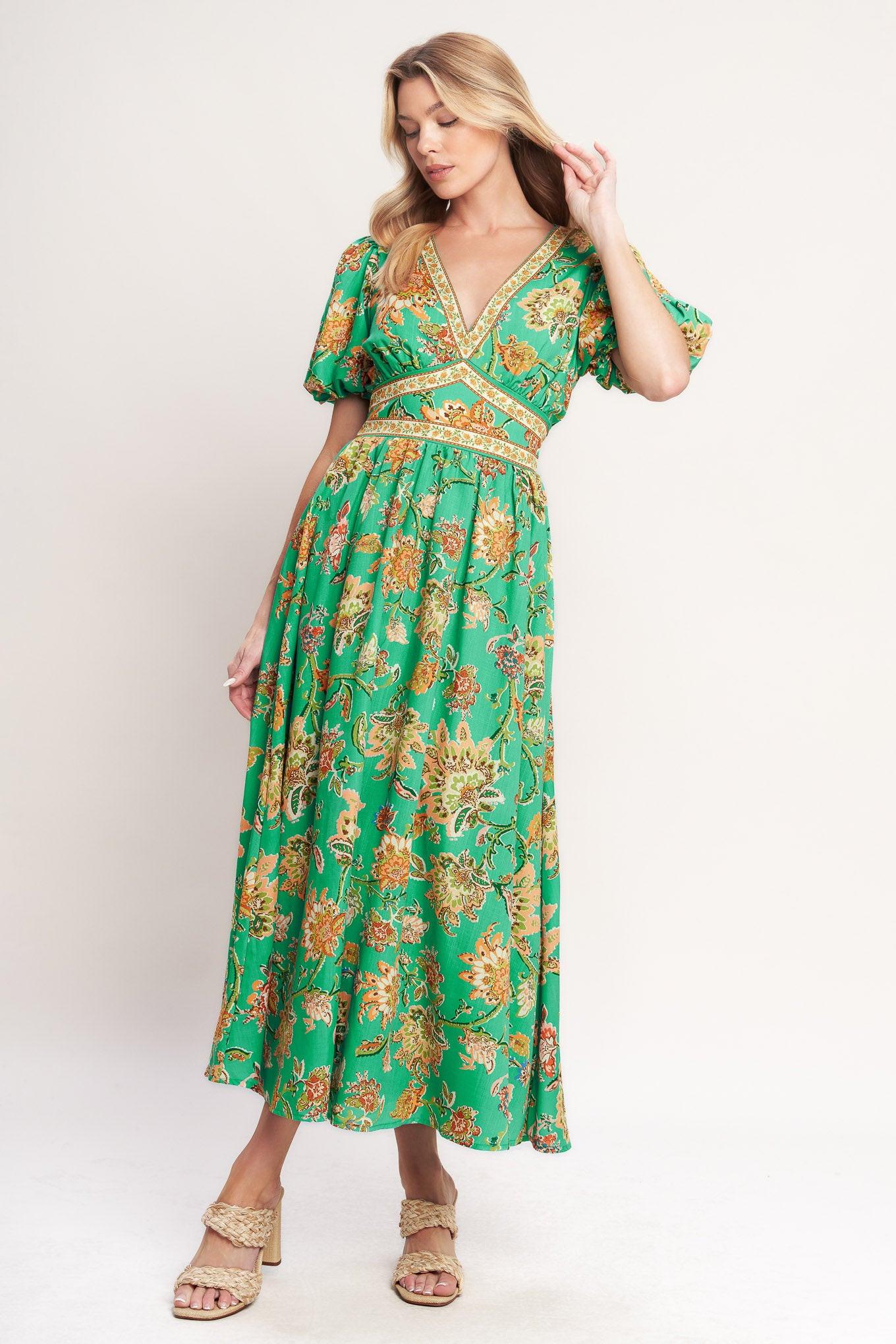 Tropical State of Heart Woven Midi Dress - Image 3