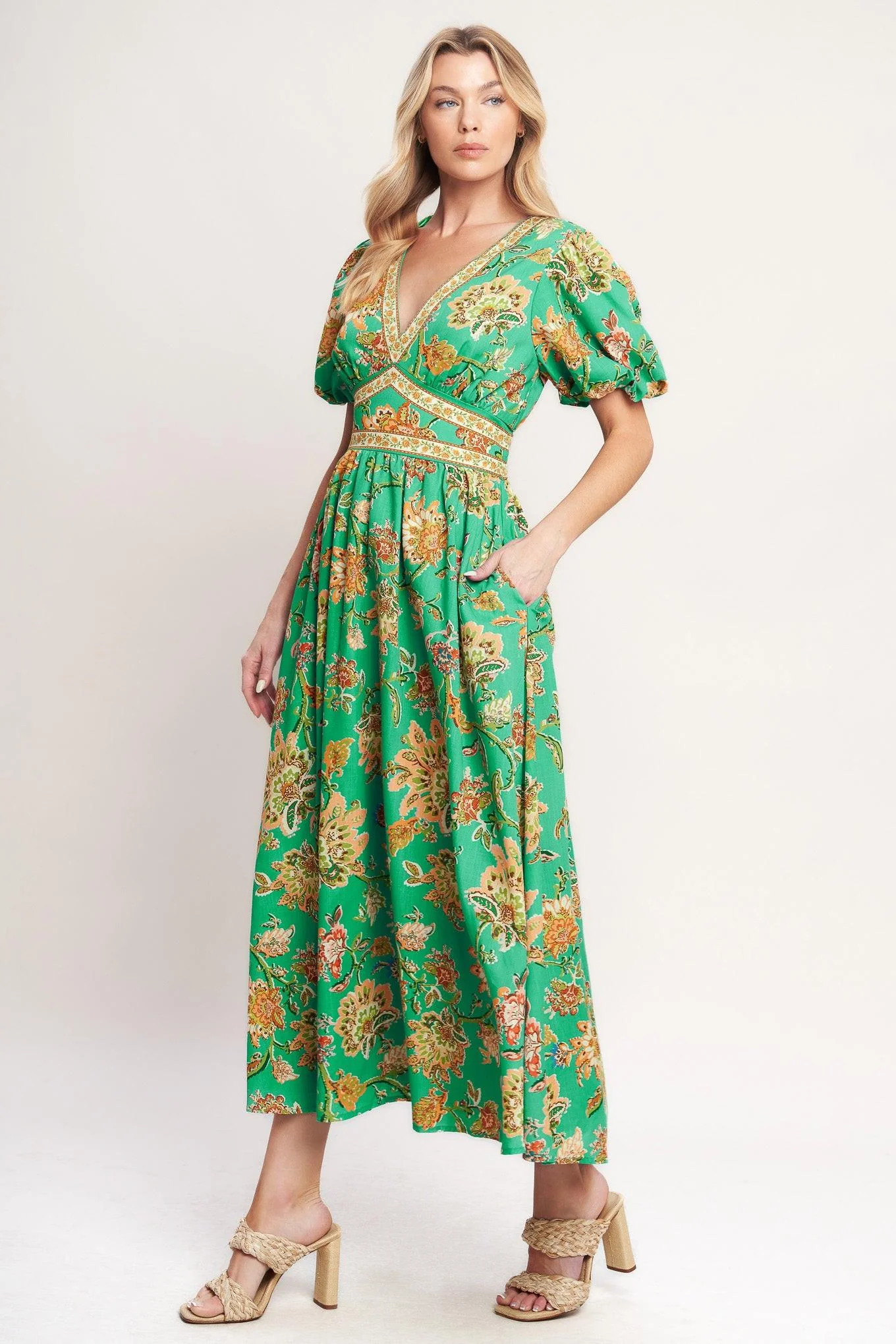 Tropical State of Heart Woven Midi Dress - Image 4