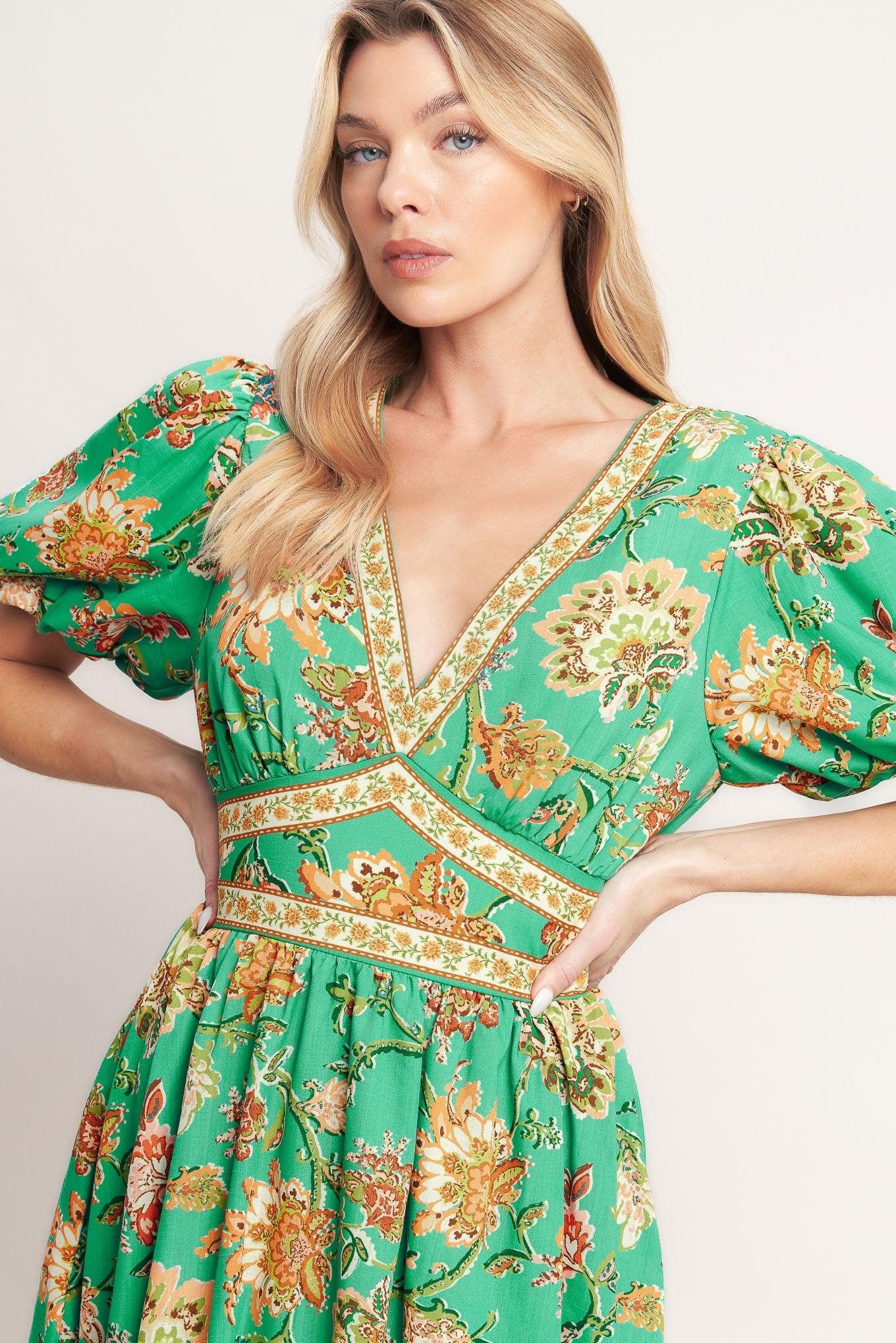 Tropical State of Heart Woven Midi Dress - Image 6