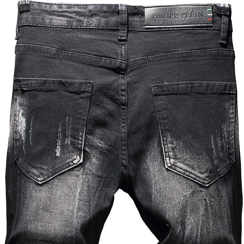 Trousers Micro Stretch Cotton Print Ordinary Mid-rise Jeans - Image 3