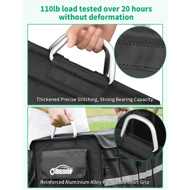 Trunk Organizer Car Accessories Trunk Storage Waterproof Collapsible Durable Multi Compartments with Foldable Cover - Image 3