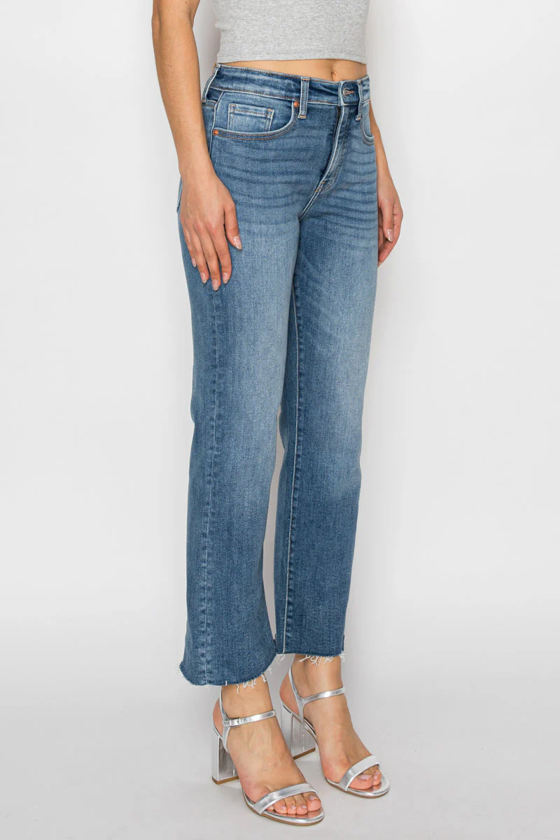 Tummy Control High Rise Straight with Single Cuff Jeans - Image 10