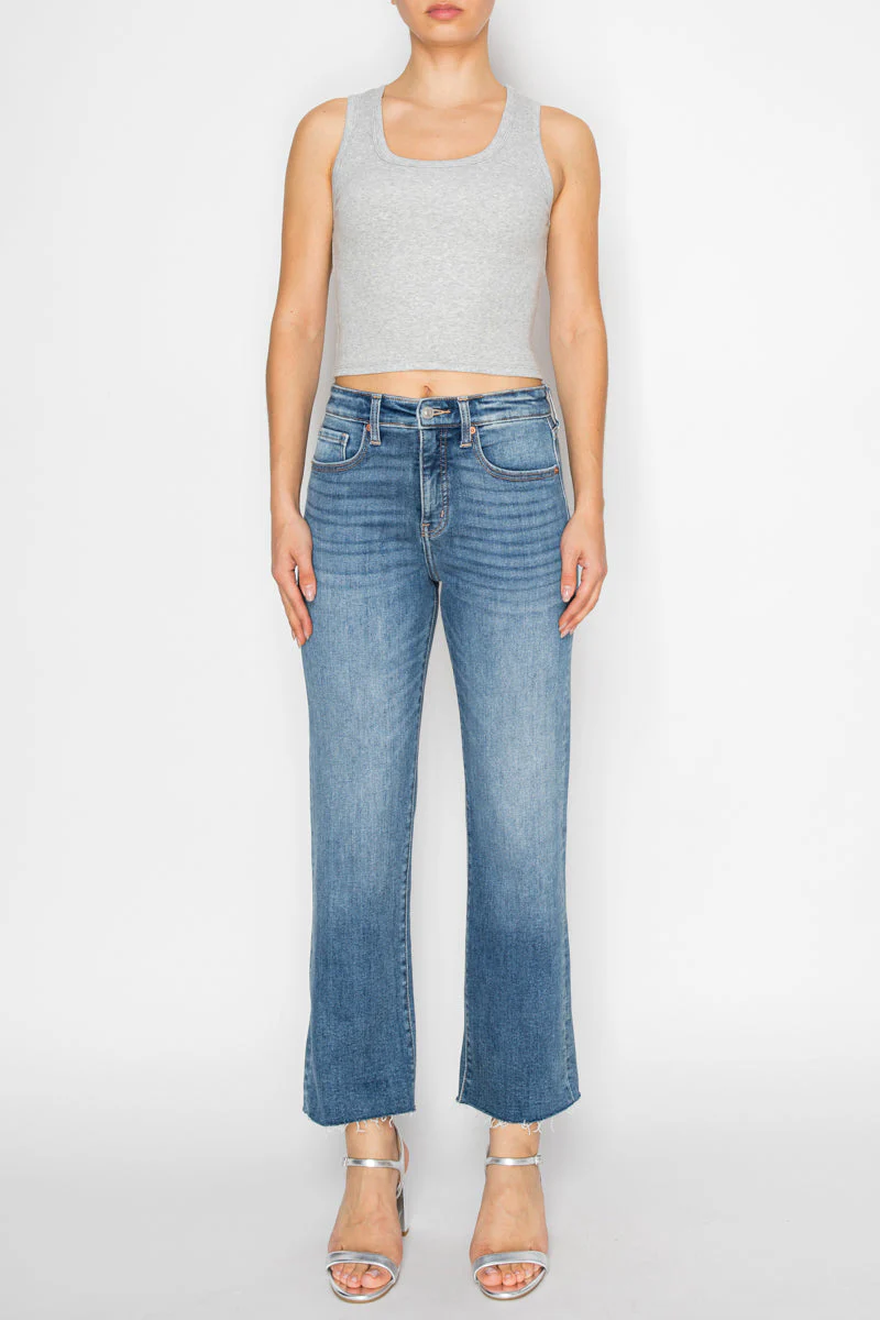 Tummy Control High Rise Straight with Single Cuff Jeans - Image 7