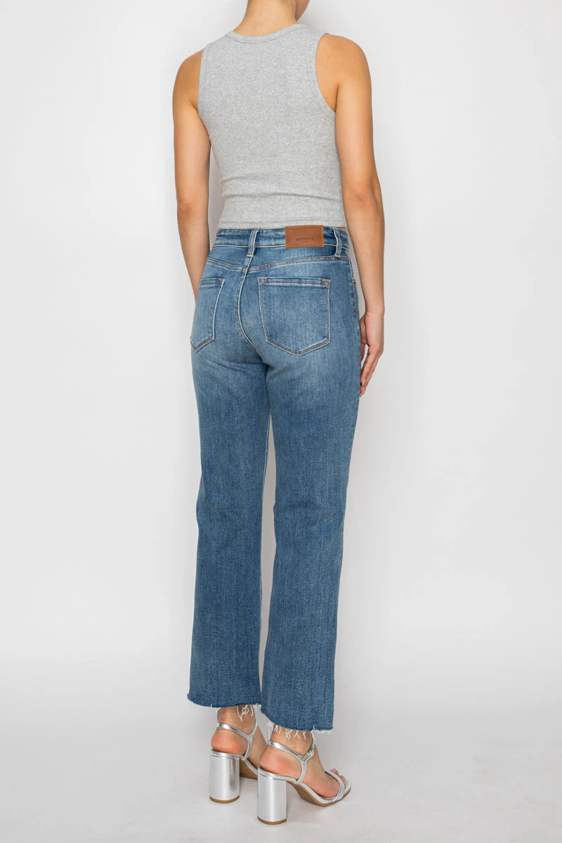 Tummy Control High Rise Straight with Single Cuff Jeans - Image 8