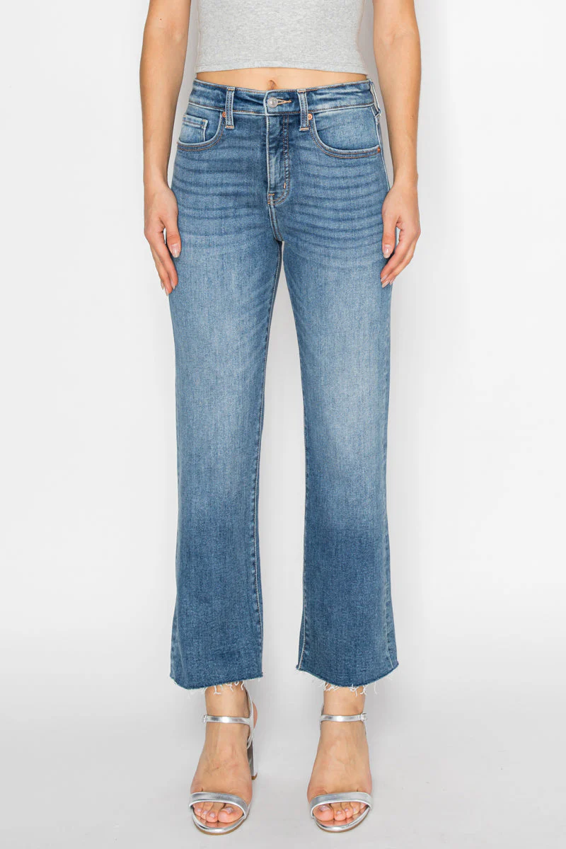 Tummy Control High Rise Straight with Single Cuff Jeans - Image 9