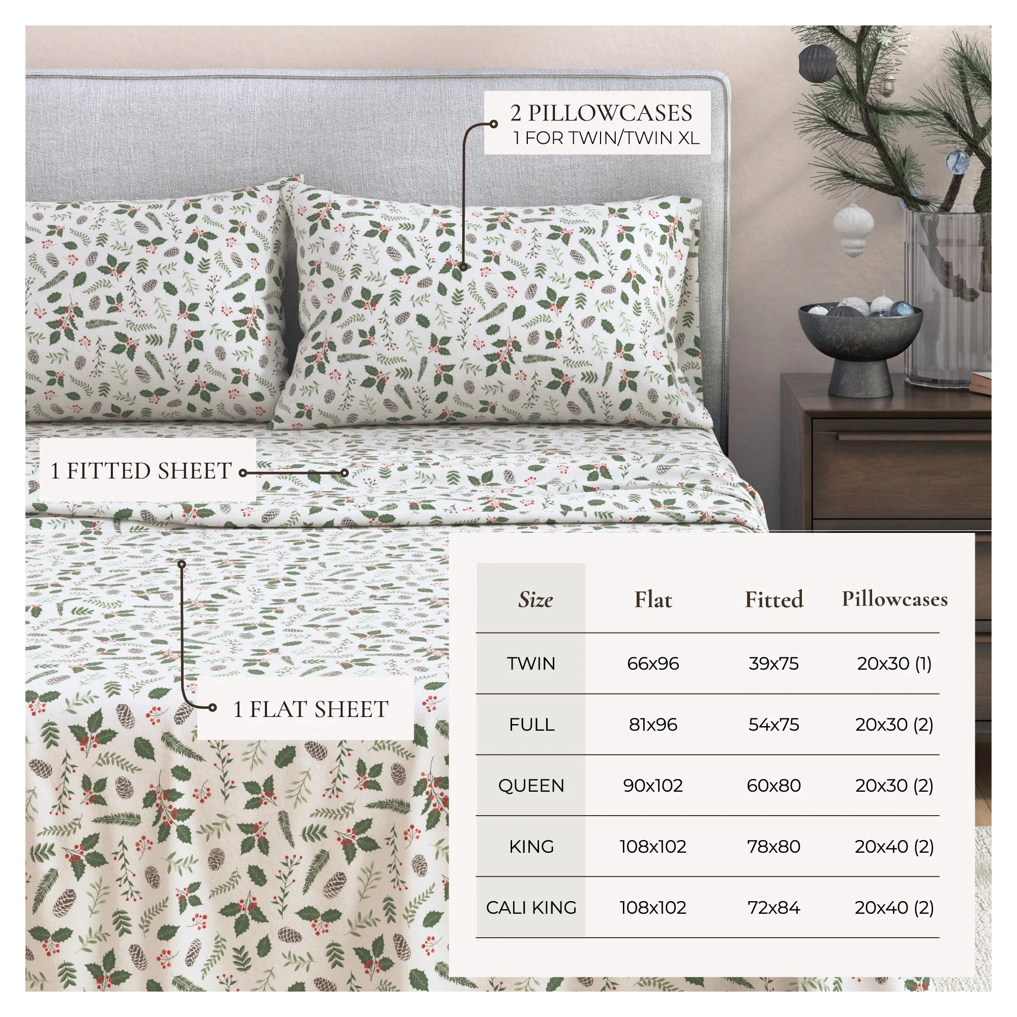 Turkish Cotton Christmas Flannel Sheet Set - Whittaker Collection - Image 9
