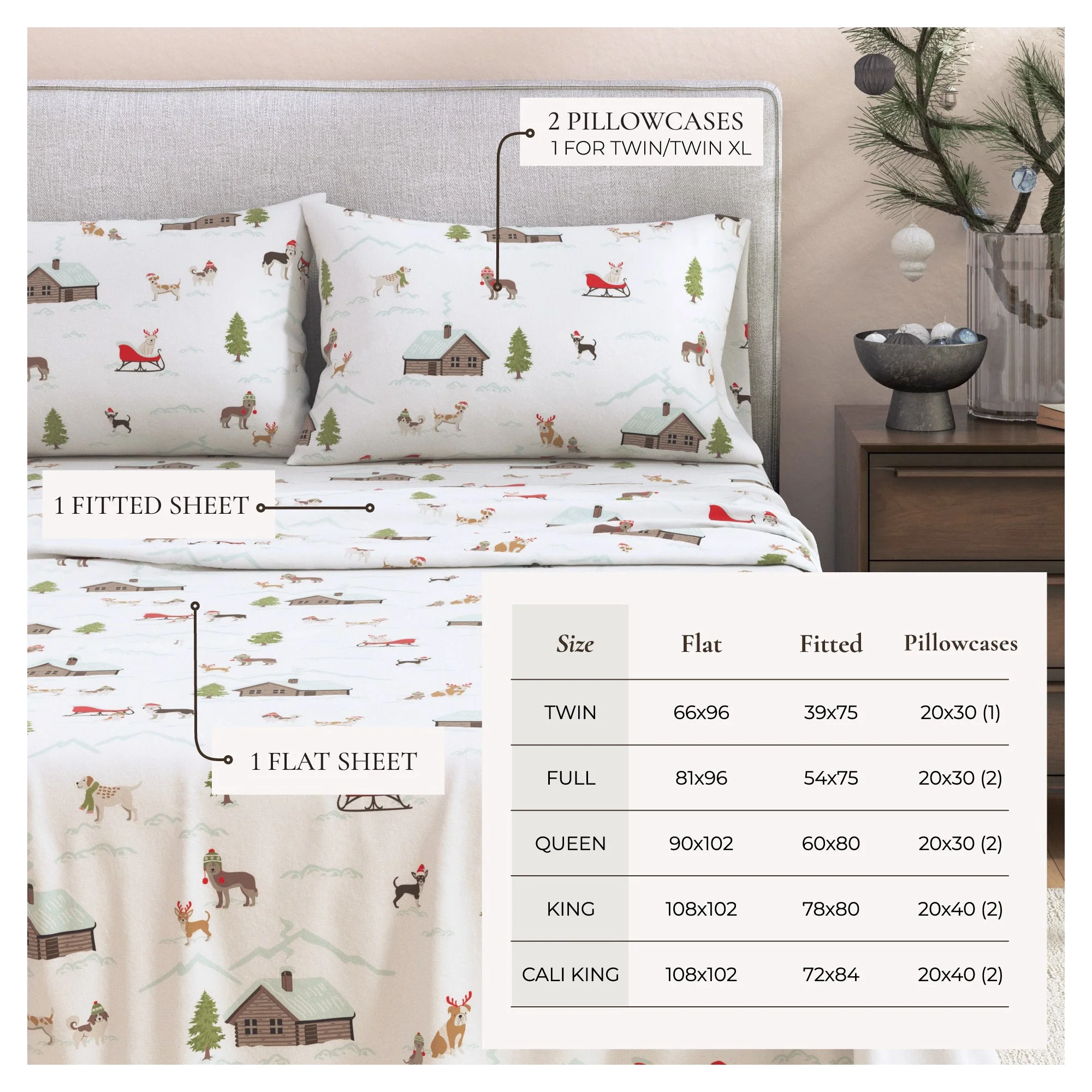 Turkish Cotton Christmas Flannel Sheet - Whittaker Collection - Image 3
