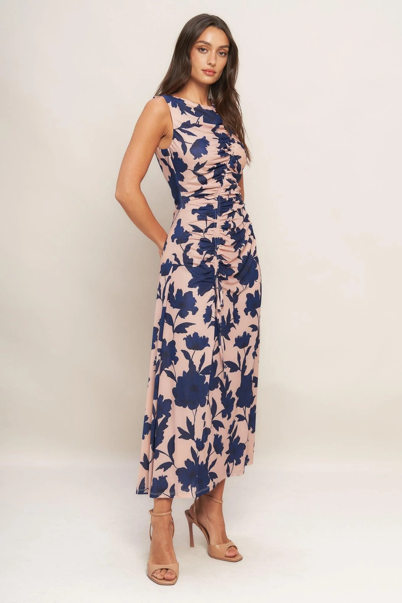 Twilight Floral Power Mesh Midi Dress - Image 4