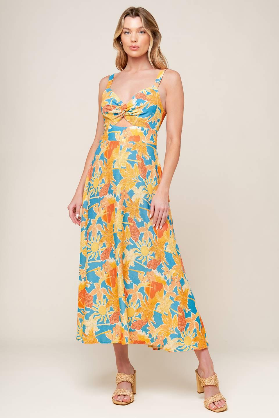 Twirl Me Blue Woven Midi Dress - Image 5