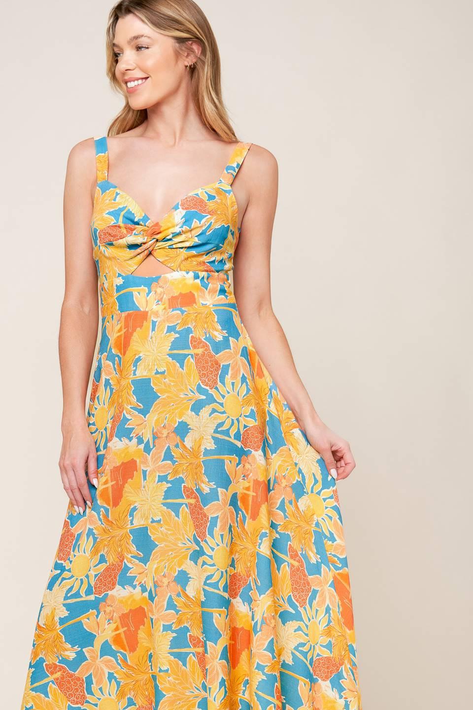 Twirl Me Blue Woven Midi Dress - Image 7