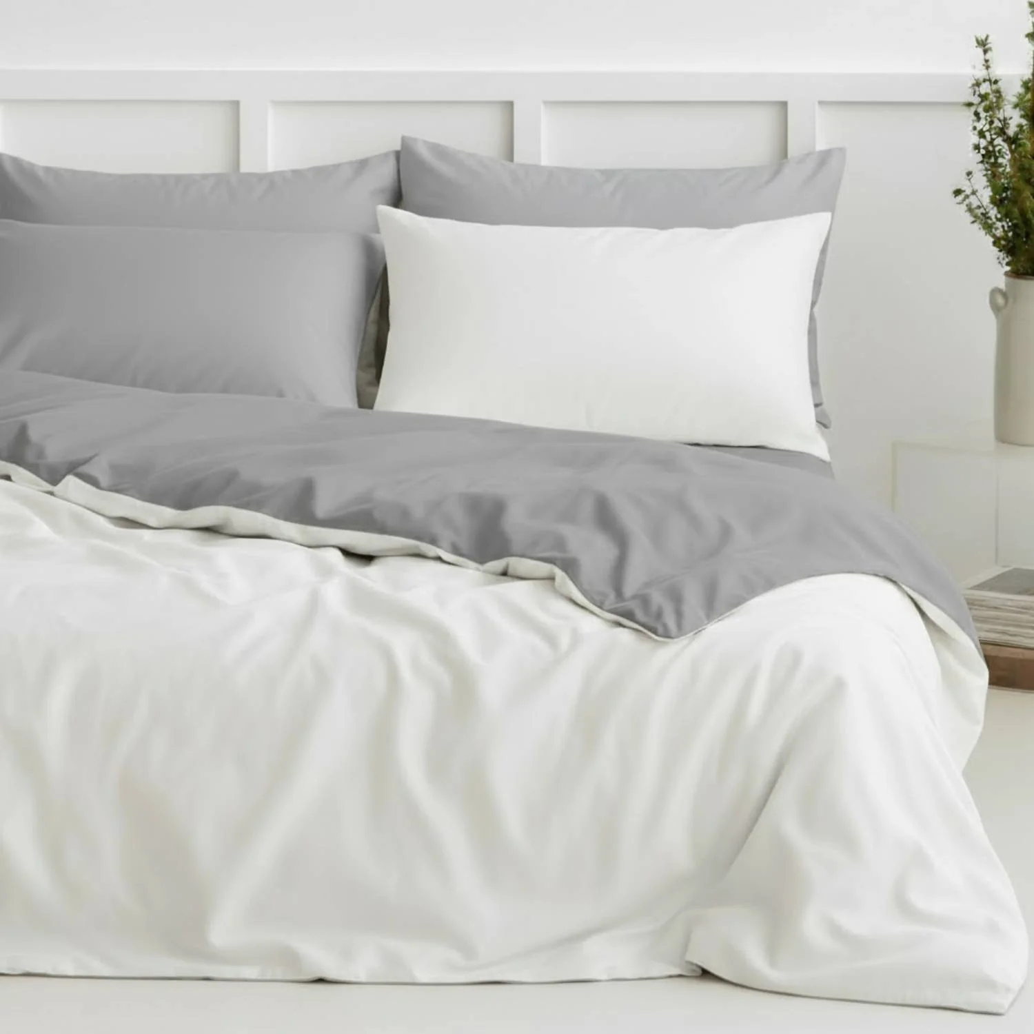 Two-Tone Bamboo Duvet Cover + 2 Shams Set - Image 2