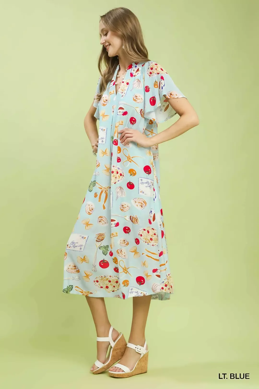 Umgee Abstract Print Flutter Sleeve Midi Dress - Image 2