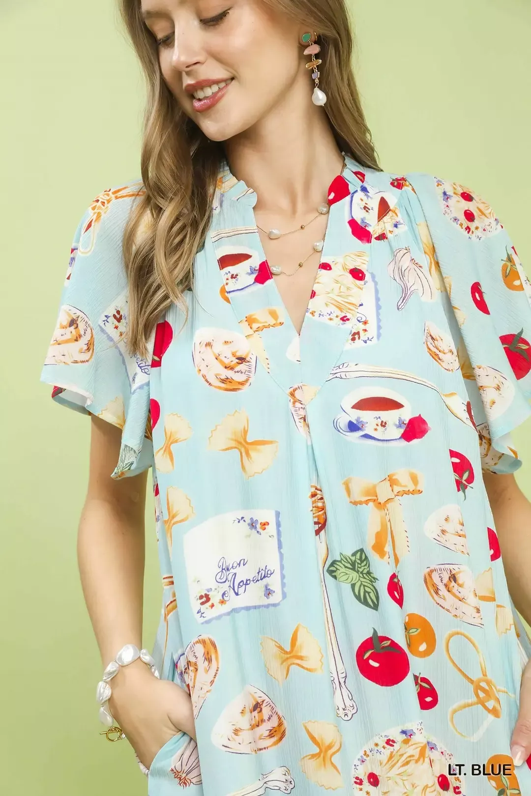 Umgee Abstract Print Flutter Sleeve Midi Dress - Image 4