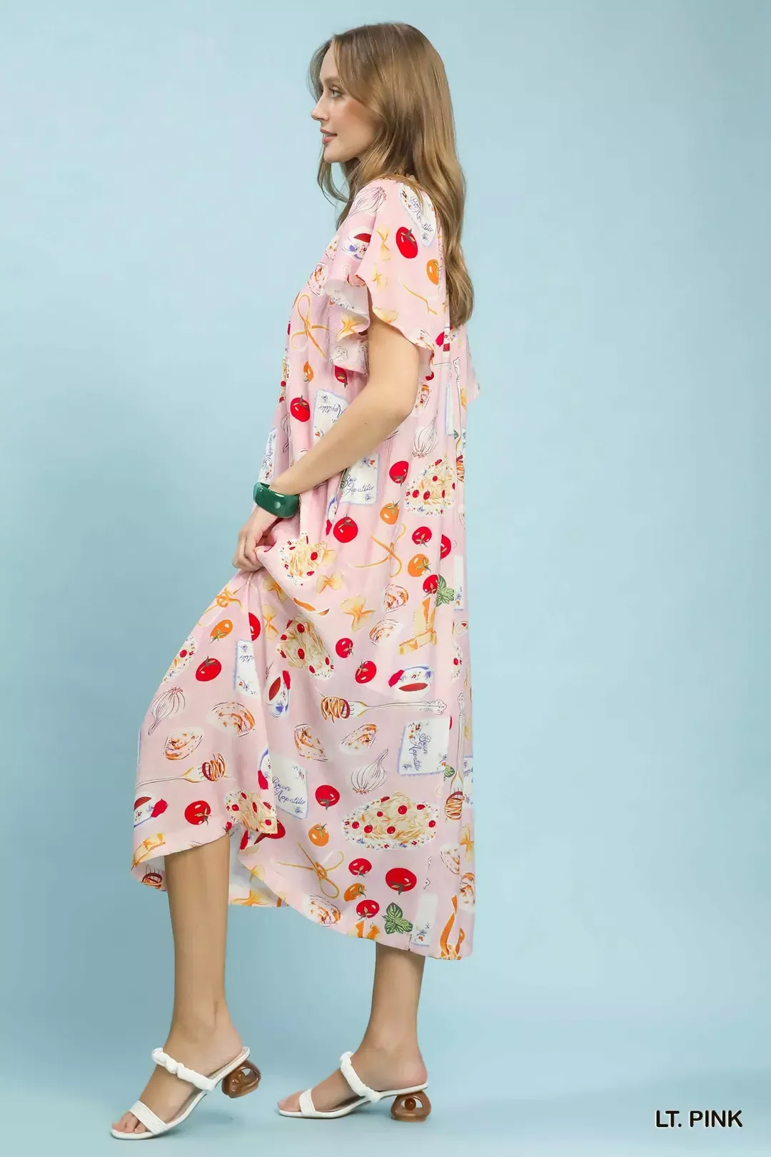 Umgee Abstract Print Flutter Sleeve Midi Dress - Image 4
