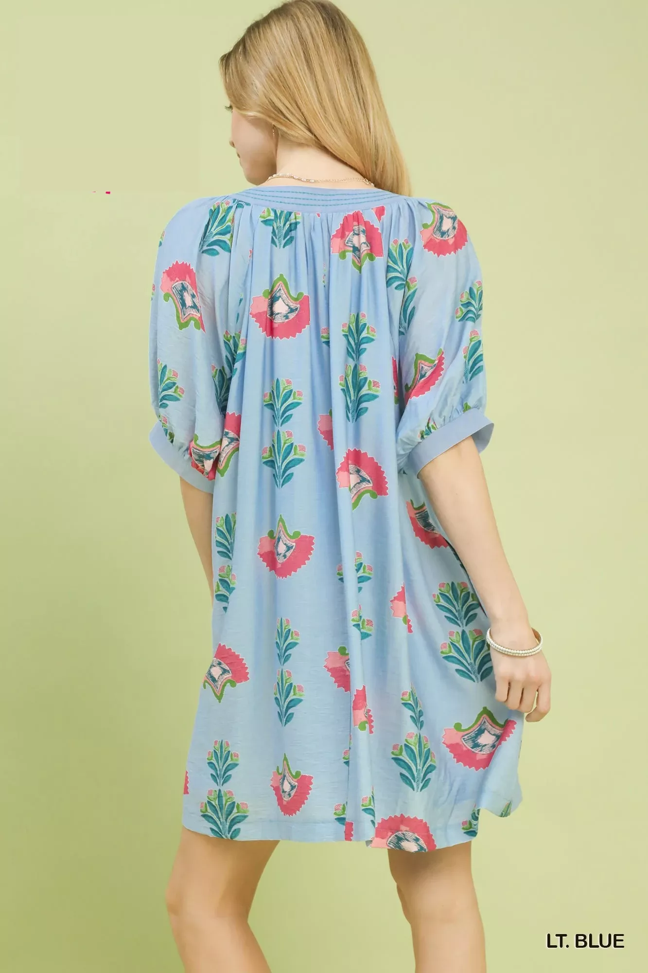 Umgee Abstract Print Mini Dress in Blue - Image 3