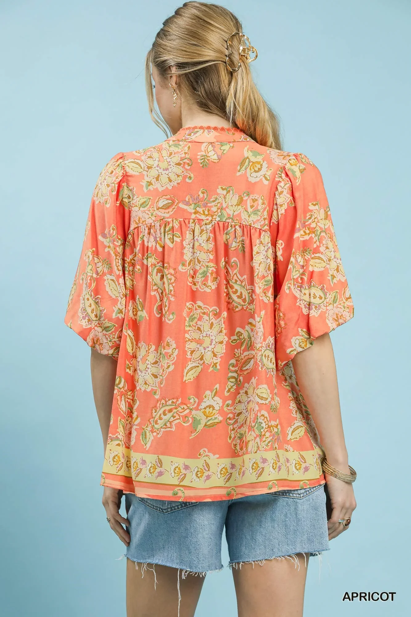 Umgee Apricot Floral Boho Blouse - Image 3