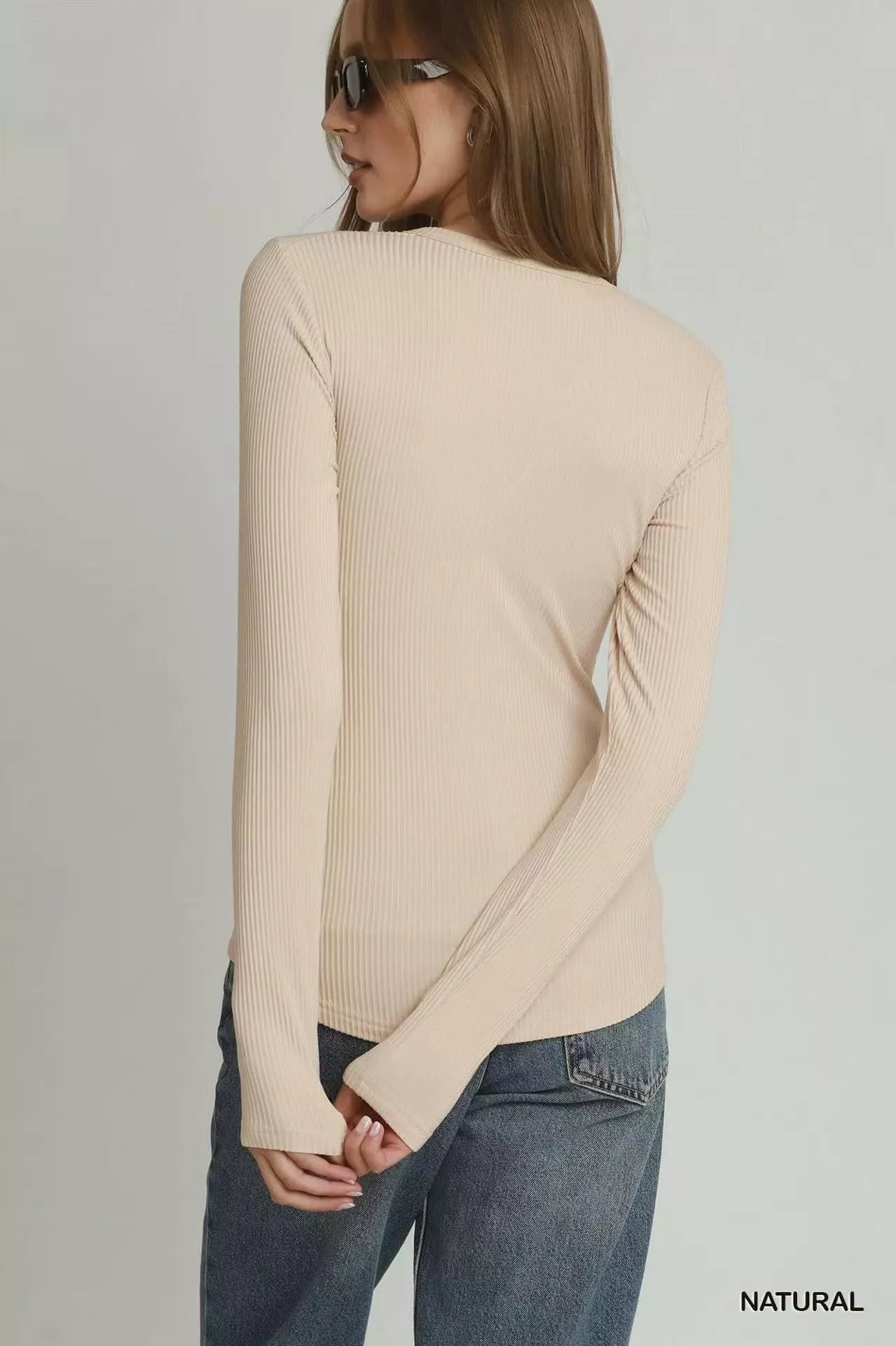 Umgee Brushed Rib Long Sleeve Top - Image 3