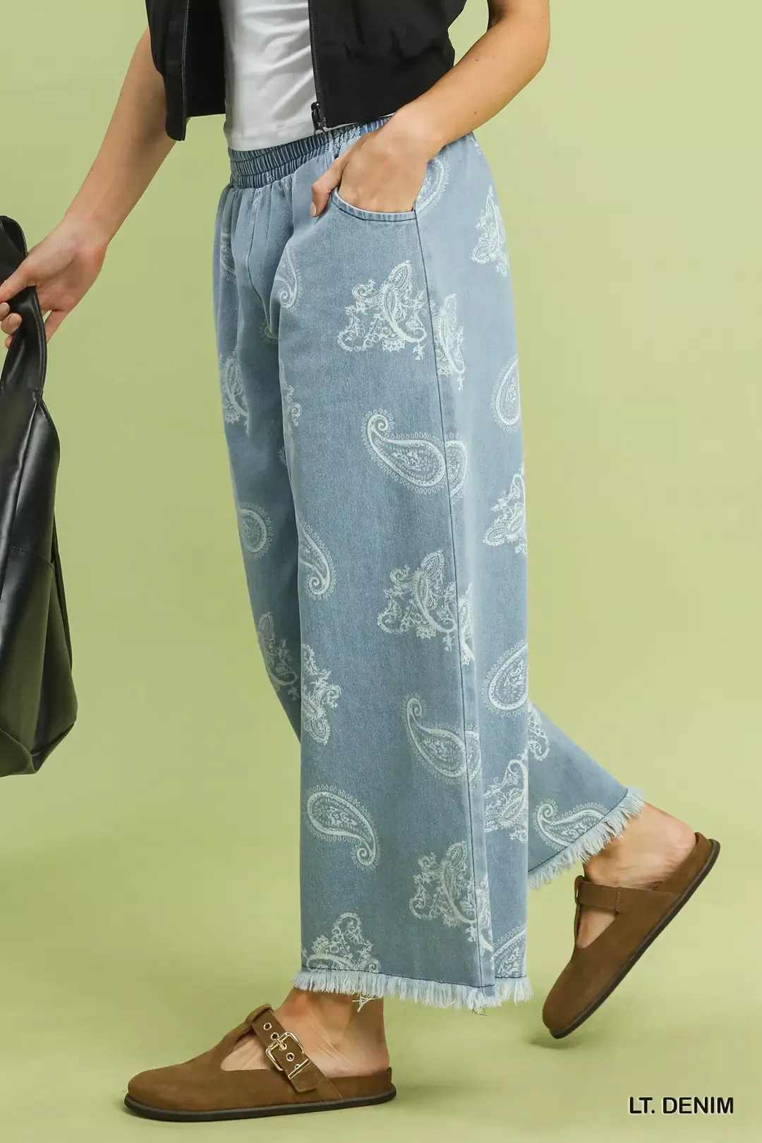 Umgee Denim Paisley Wide-Leg Pants - Image 2