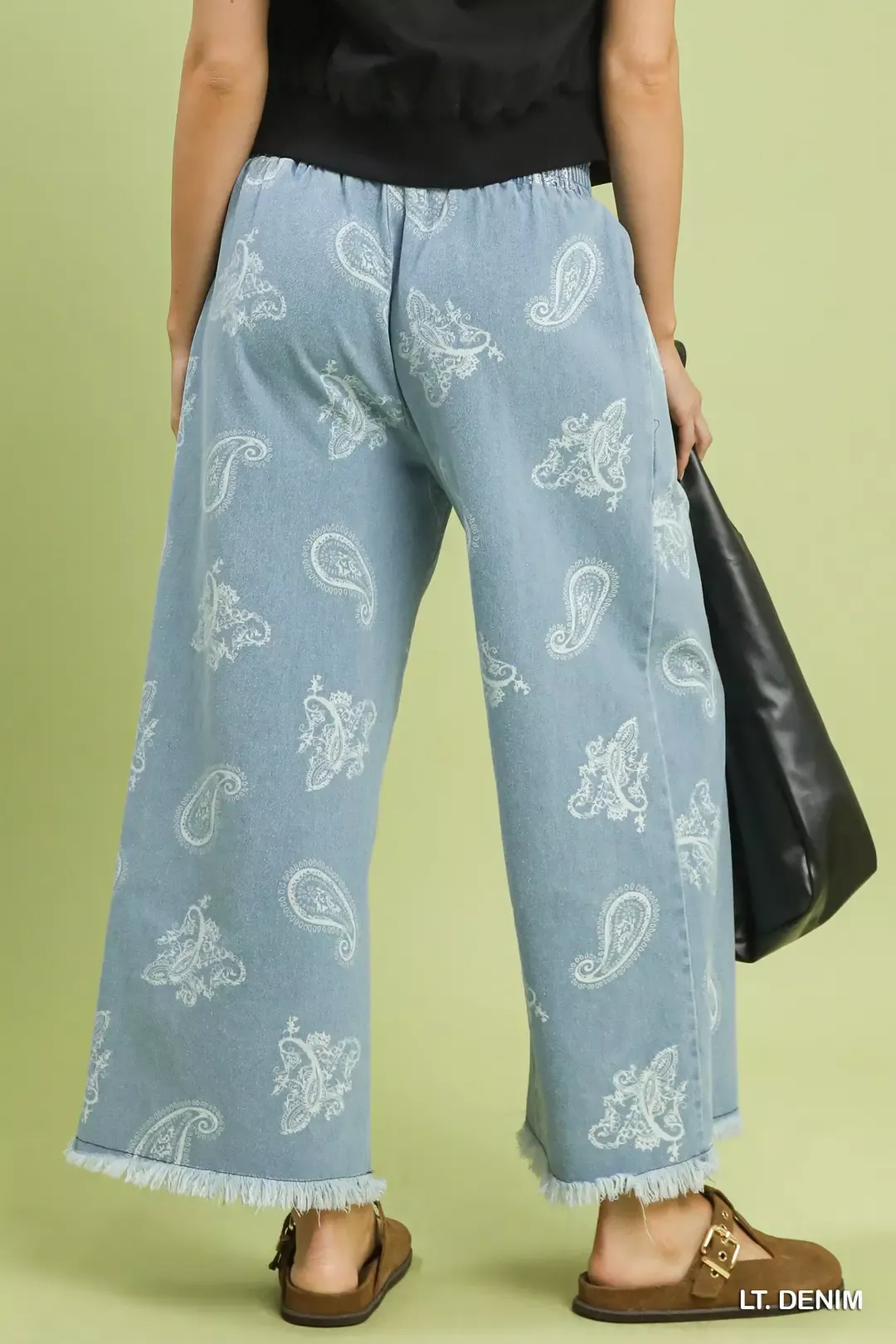Umgee Denim Paisley Wide-Leg Pants - Image 3