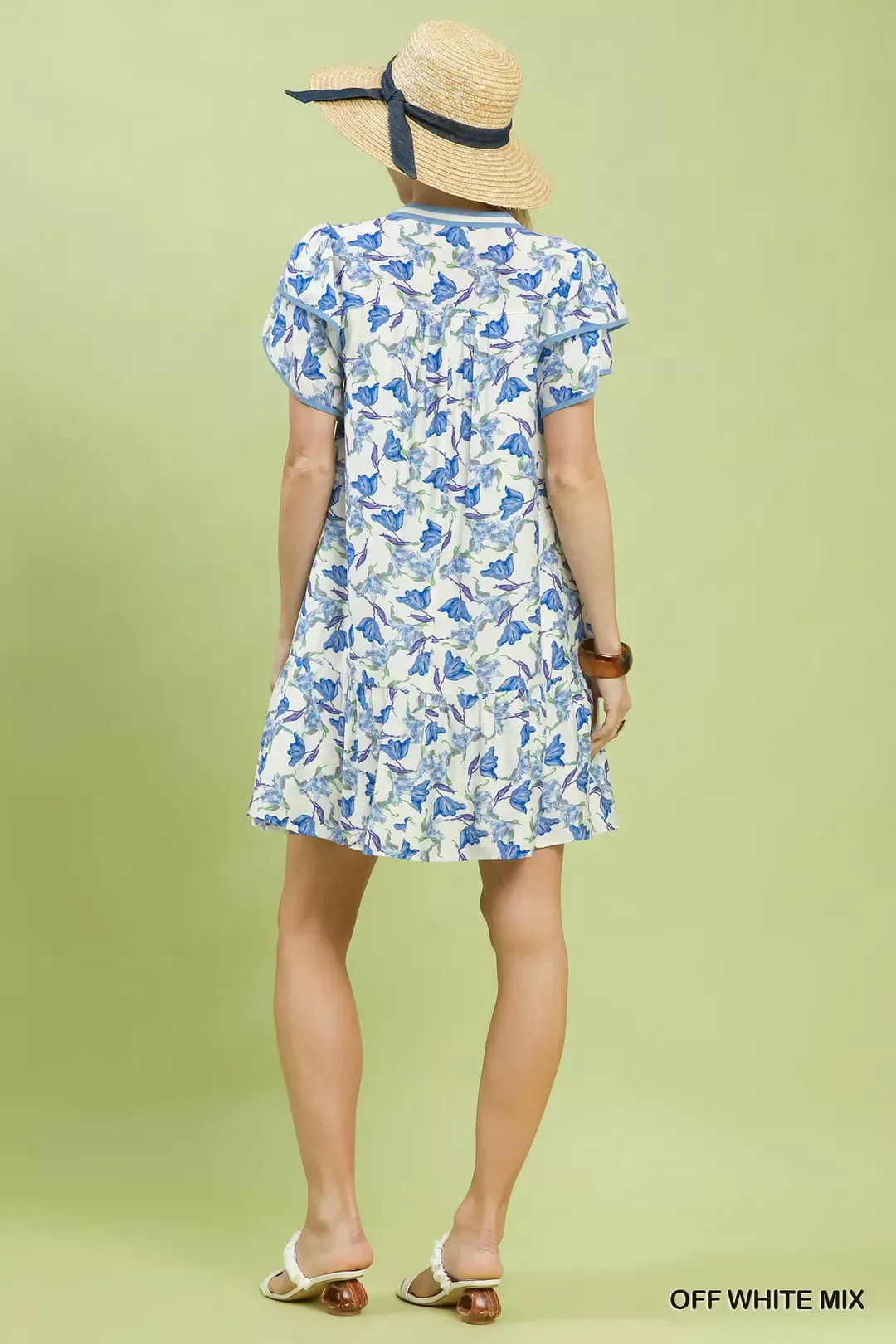 Umgee Floral Flutter Sleeve Tiered Dress - Image 4