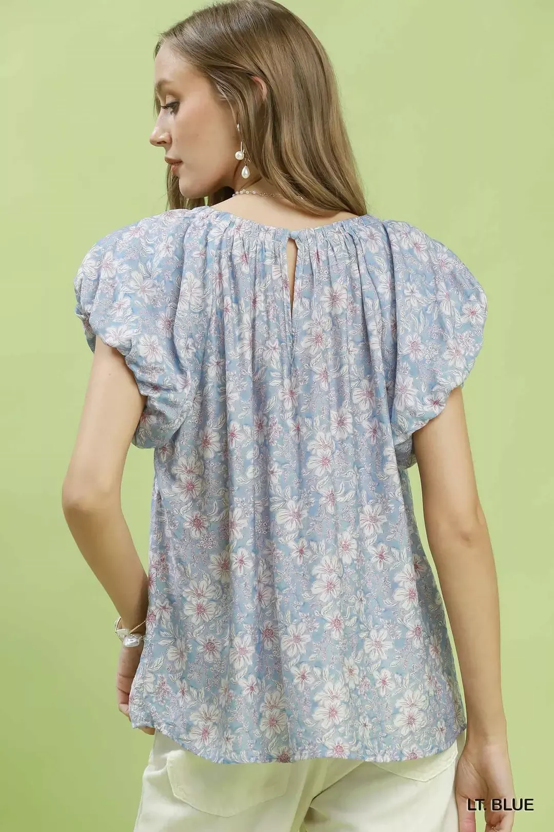 Umgee Floral Puff Sleeve Blouse - Image 3