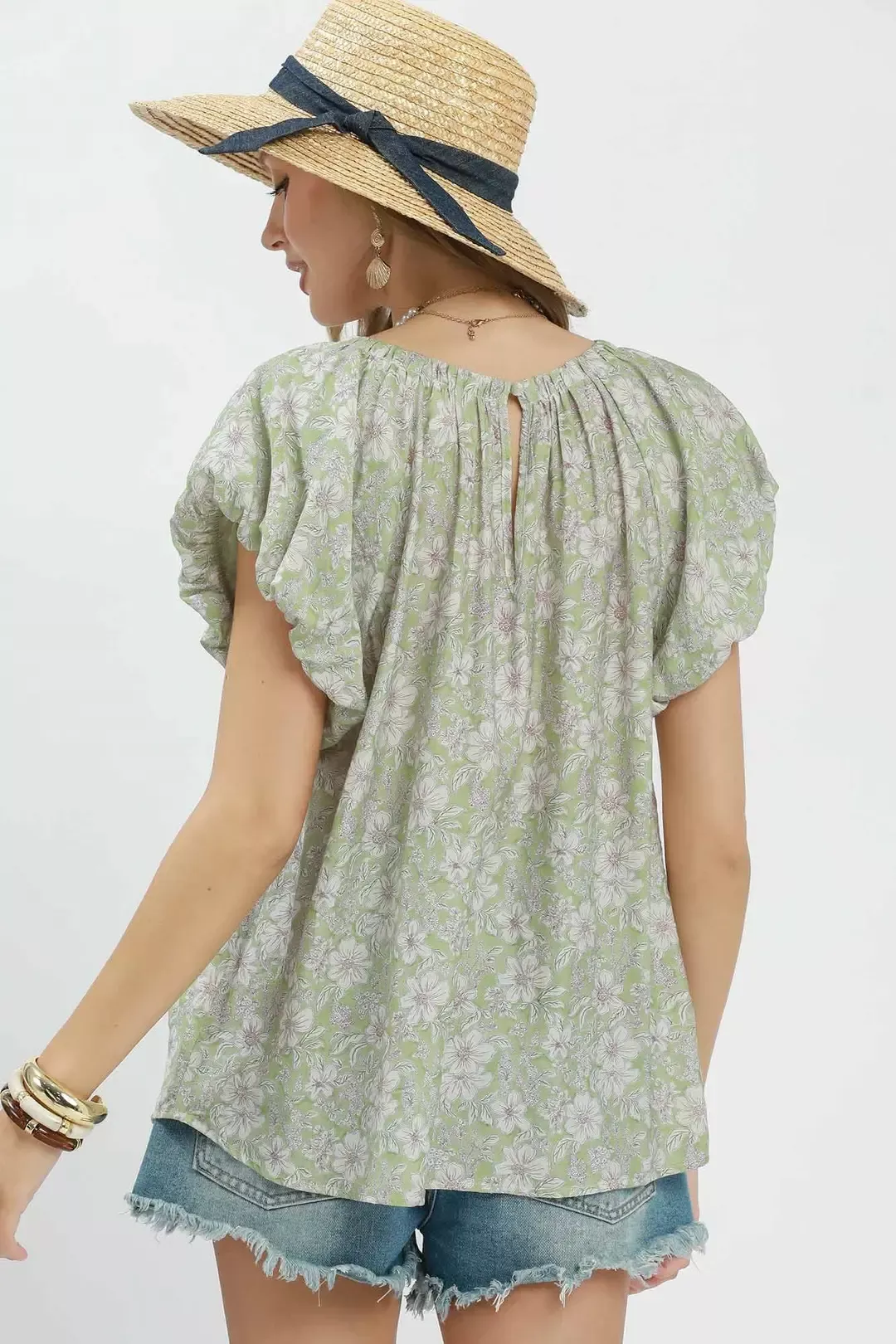 Umgee Floral Puff Sleeve Blouse - Image 3