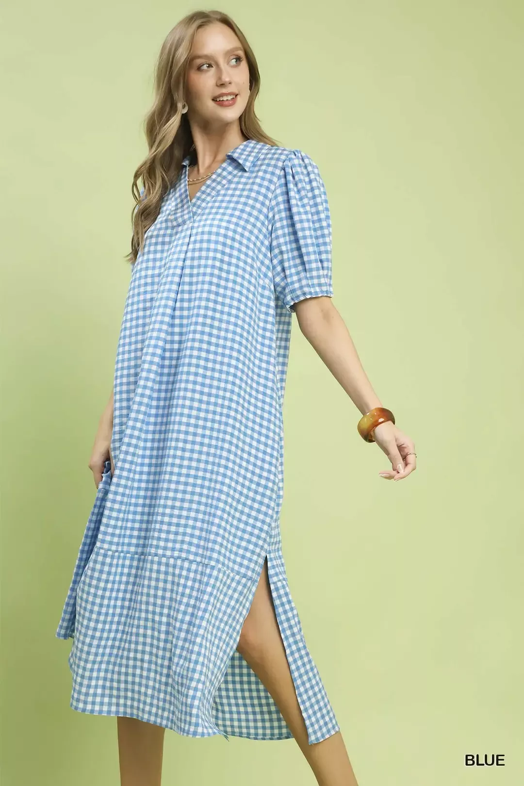 Umgee Gingham Midi Dress with Side Pockets - Image 2