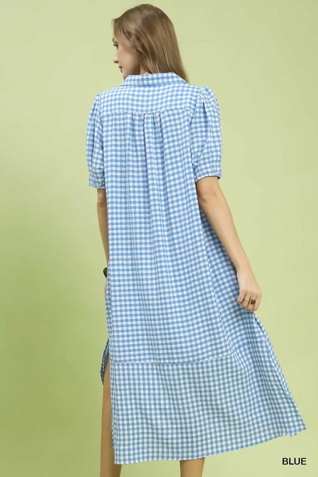 Umgee Gingham Midi Dress with Side Pockets - Image 3