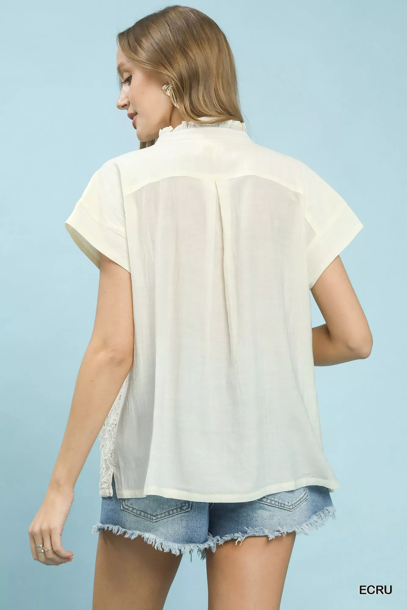 Umgee Lace Button-Front Top - Image 3