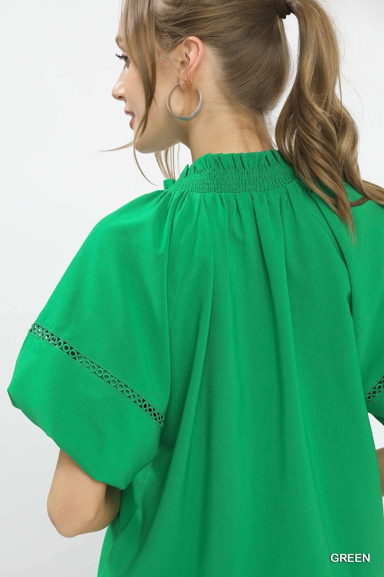 Umgee Lace Trim Peasant Top - Image 5