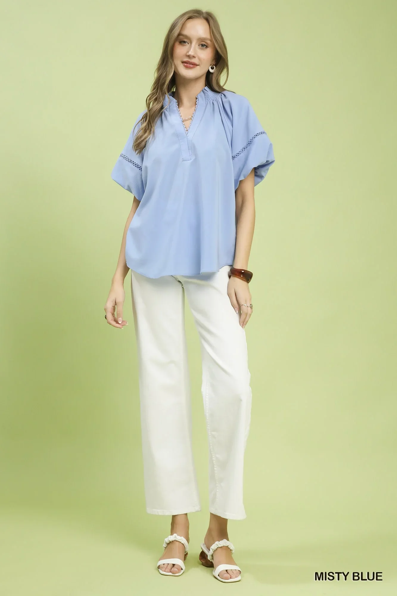 Umgee Lace Trim Peasant Top - Image 5