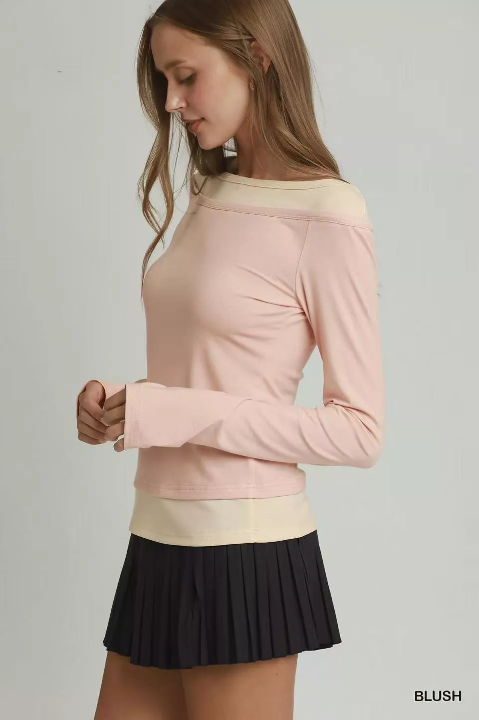 Umgee Layered Twofer Long Sleeve Top - Image 2