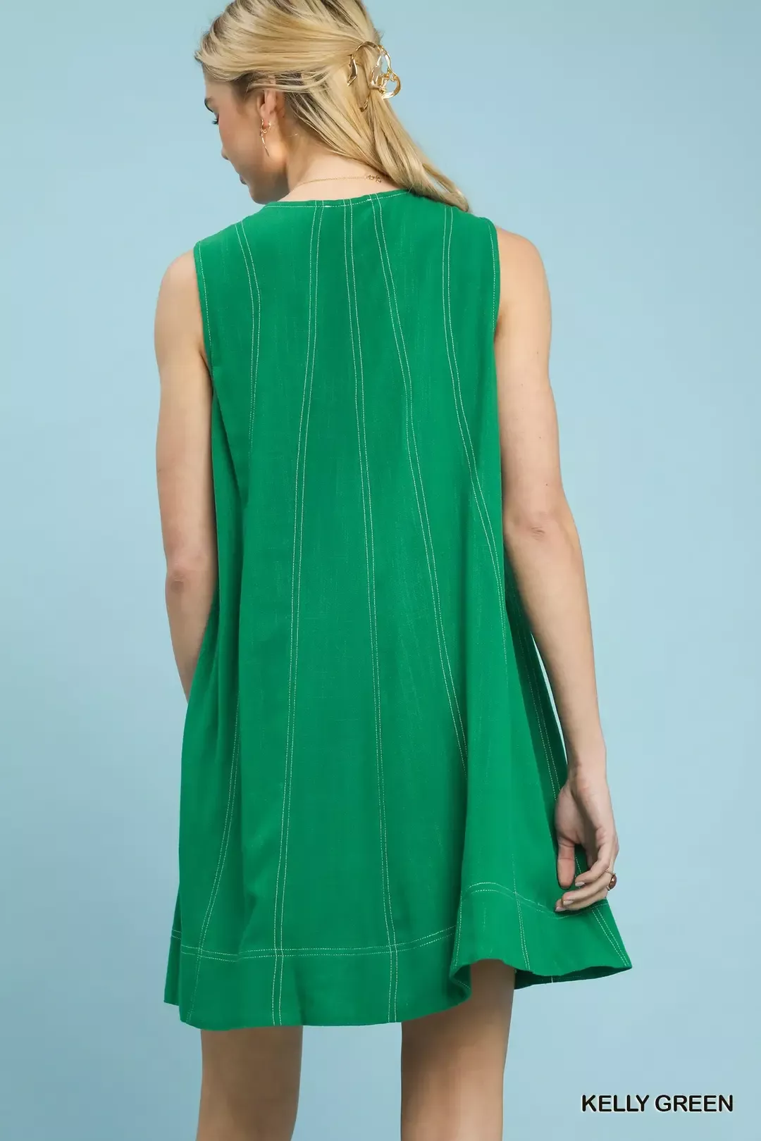 Umgee Linen Sleeveless Swing Dress - Image 3