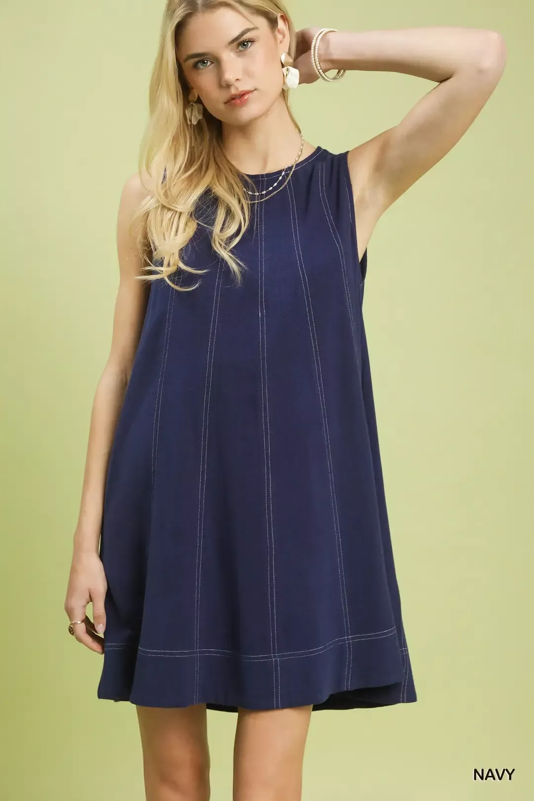 Umgee Linen Sleeveless Swing Dress