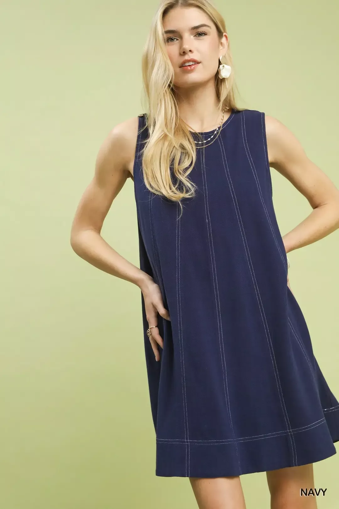 Umgee Linen Sleeveless Swing Dress - Image 2