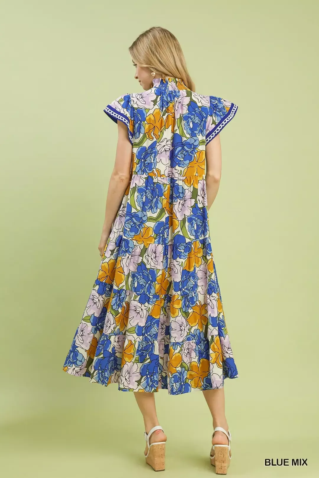 Umgee Mix Bold Floral Tiered Midi Dress - Image 3